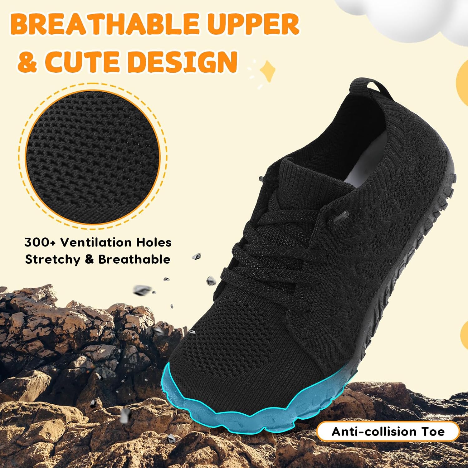 JOINFREE Kids Barefoot Shoes Boys Girls Wide Slip On Shoes Big Kids Breathable Hiking Sneakers Zero Drop Toddler Lightweight Walking Tennis Sneakers Indoor Outdoor - Image 5