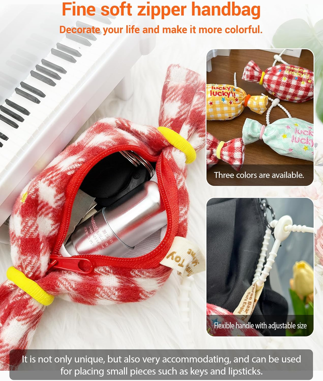 Cute Small Change Pouch Coin Purse with Zipper Mini Backpack Keychain for Women (Red)