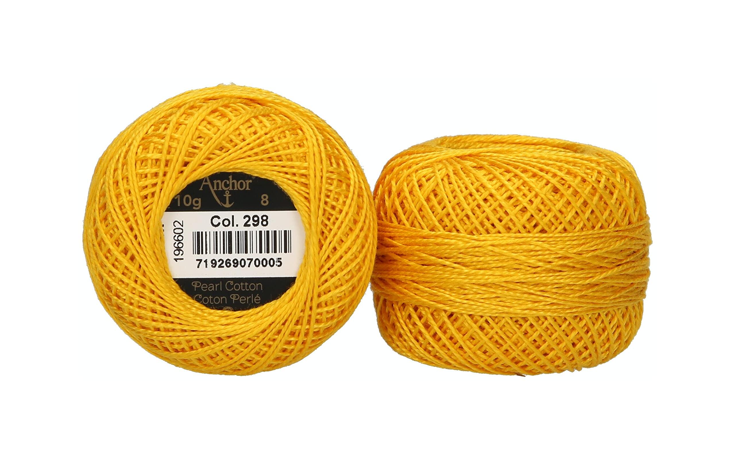 Anchor 4591008-00298 Embroidery Thread, 100% Cotton, Sun Yellow, Thickness 8, 82 m, 16 g