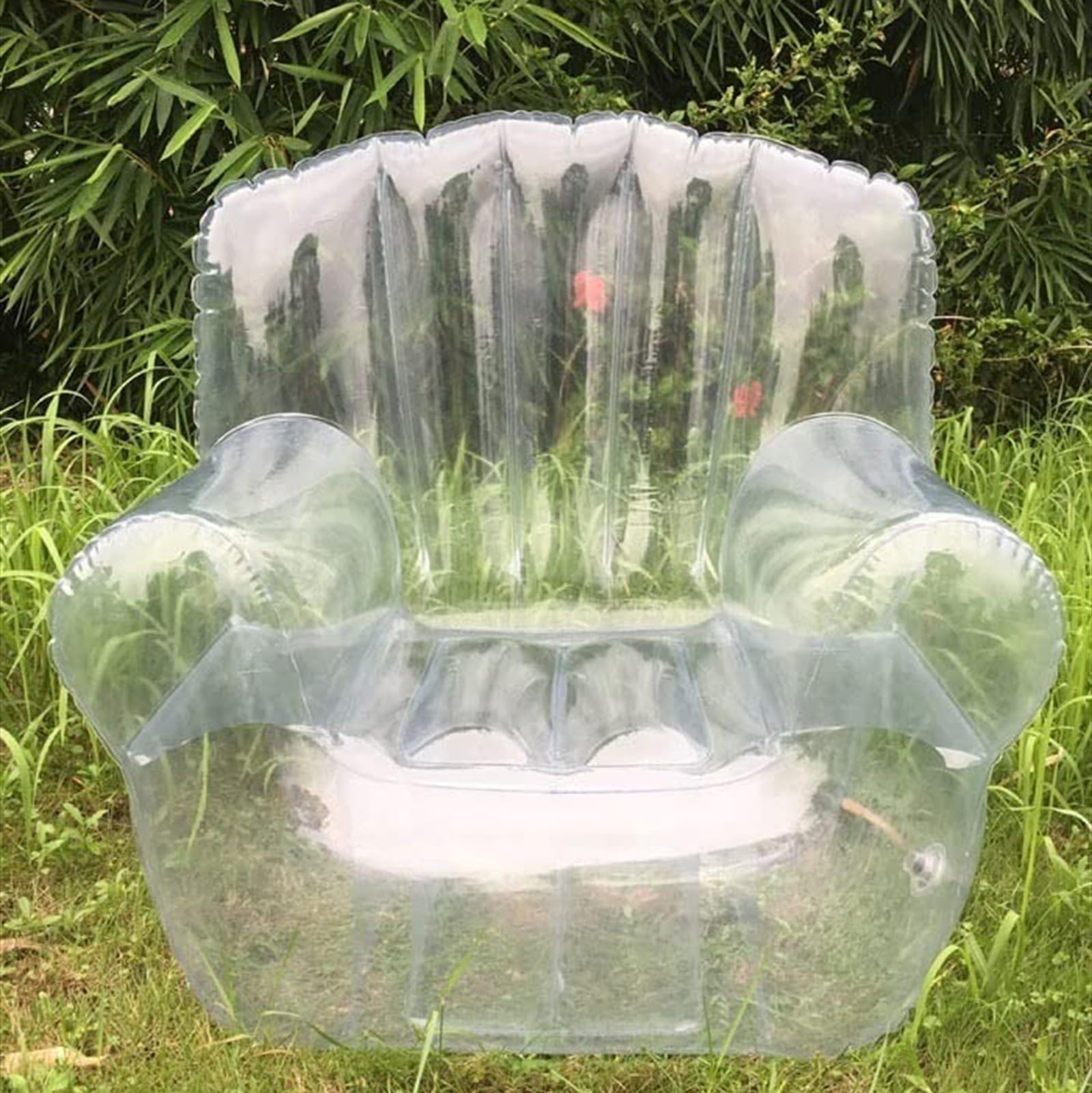 ZMIN Transparente aufblasbare Couch, Stuhl, Sofa, für Zwei Personen, durchsichtiger aufblasbarer Stuhl, aufblasbare Couch, Sitzsack, fauler Sofa-Stuhl, Camping-Möbel,A,102x102x70CM