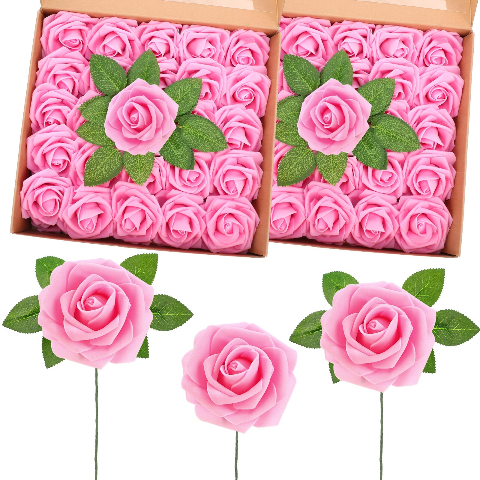 100 rose artificiali in schiuma, bouquet di rose finte, regalo per matrimonio, festa della mamma, donne, fai da te, addio al nubilato, feste, compleanno, casa, decorazione primaverile (rosa