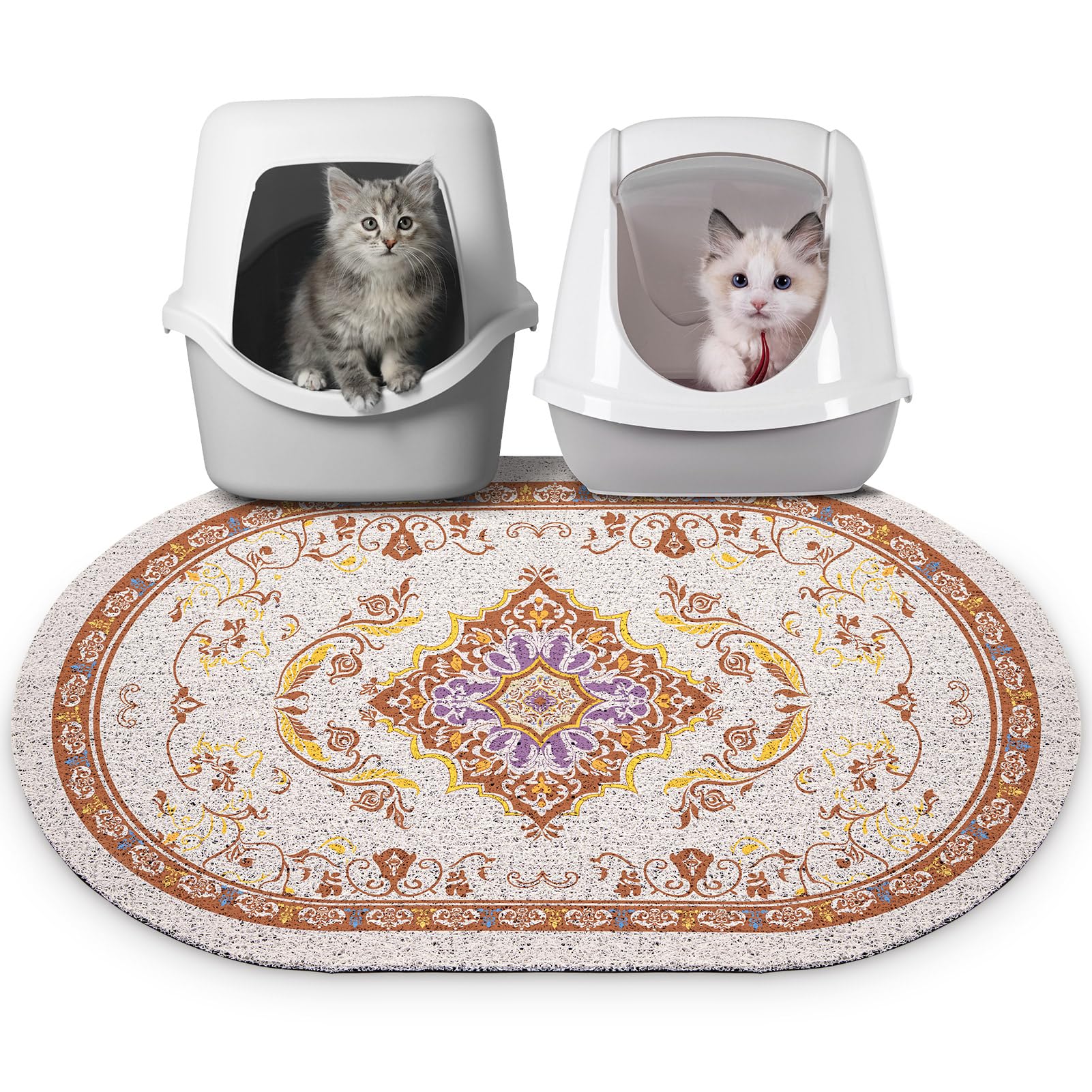 Bienbee Cat Litter Mat, 33" x 22" Large Size Litter Box Mat Rug with Non-Slip Bottom,Urine and Water Proof, Easy to Clean Cat Supplies Essentials for