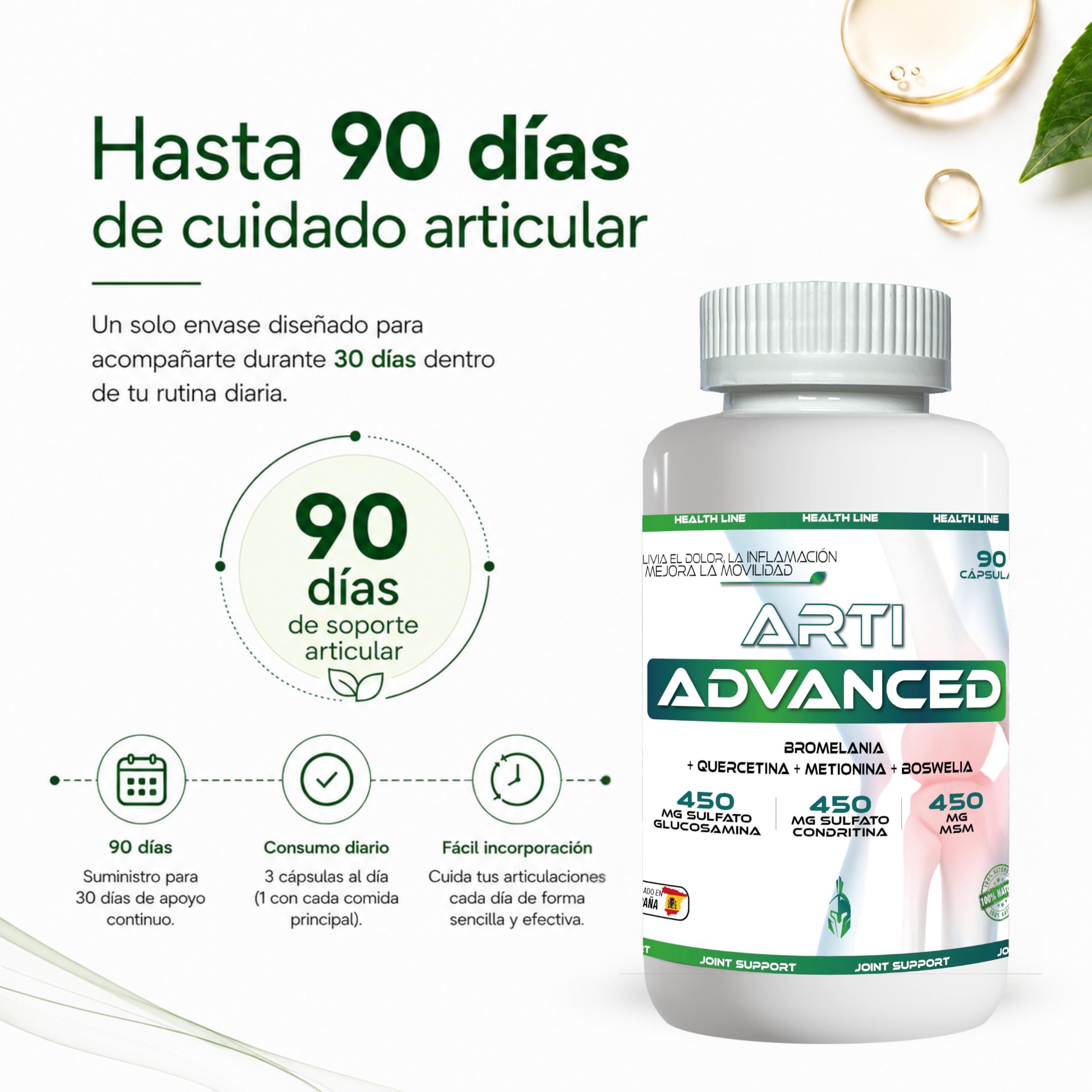 Articulación Complex | Salud articular | Tratamiento para articulaciones, músculos y huesos | Antiinflamatorio y Analgésico | Cúrcuma con Condroitina, Glucosamina y Bioperina | 60caps.
