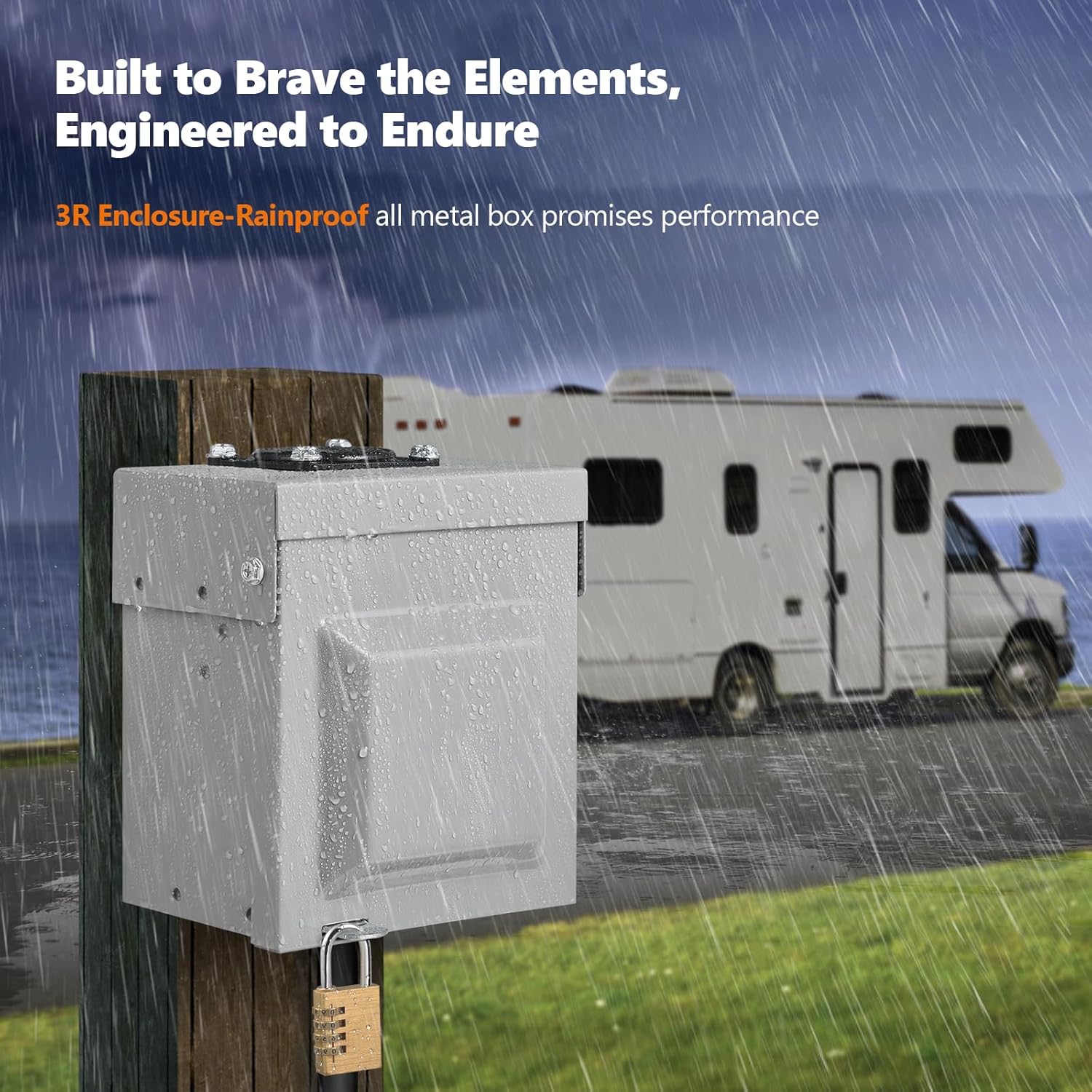 SURAIELEC 30 Amp RV Outlet Box, Enclosed Lockable Electrical Outlet Box for RV/EV Receptacle NEMA TT-30R 125V, Weatherproof Power Box for RV Camper Travel Trailer, Electric Car, ETL Listed (Pack of 2)