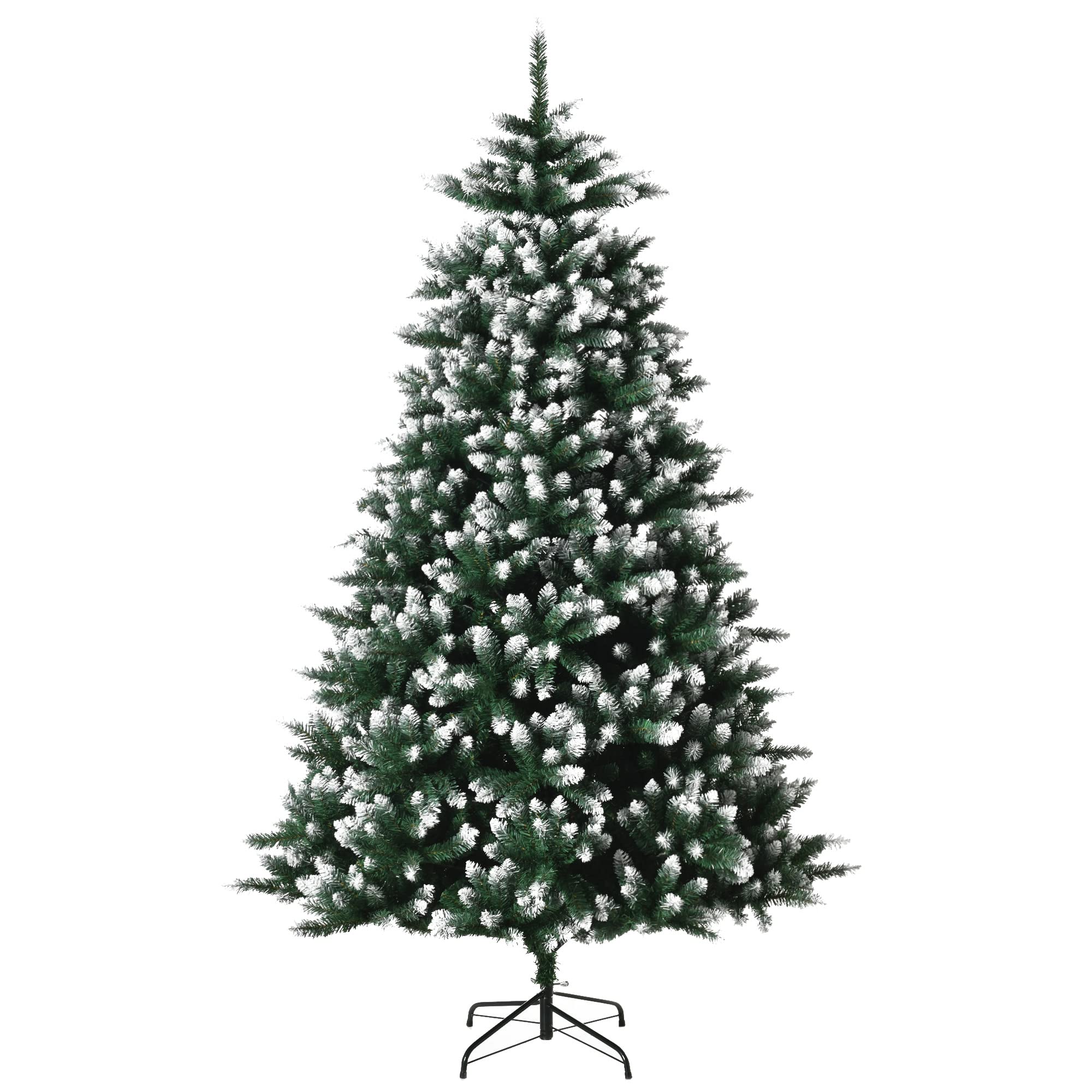 HOMCOM Árbol de Navidad 210 cm con Puntas Blancas y Base Metálica