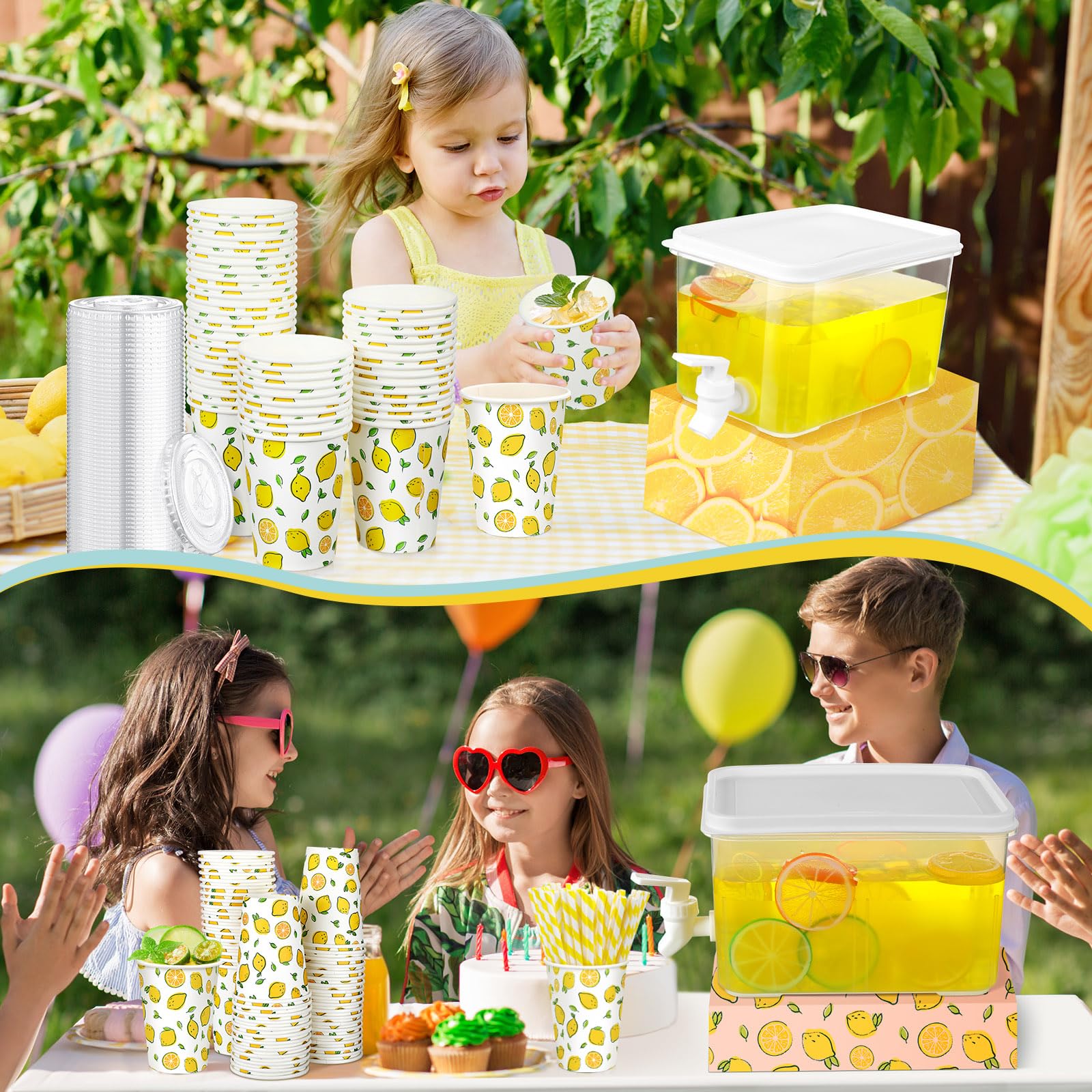Limonadenstand-Set Komplett – Inkl. 50 Becher Mit Deckel, Schürzen, Banner & Deko Für Sommerparty