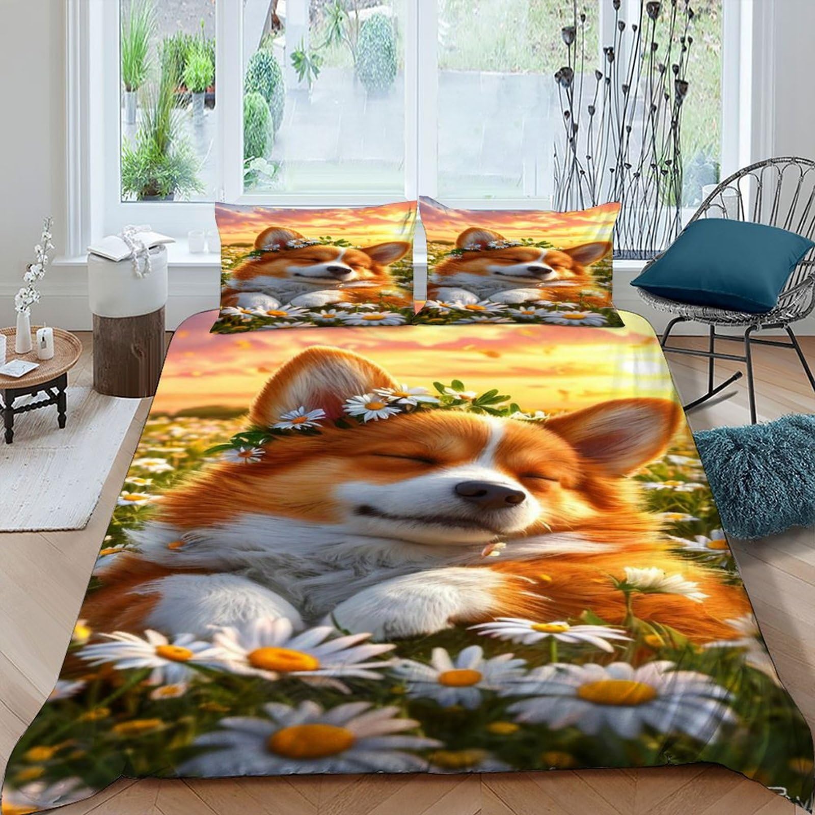 Housse de couette chat 135x200cm en microfibre douce avec sa taie d'oreiller pour lit simple