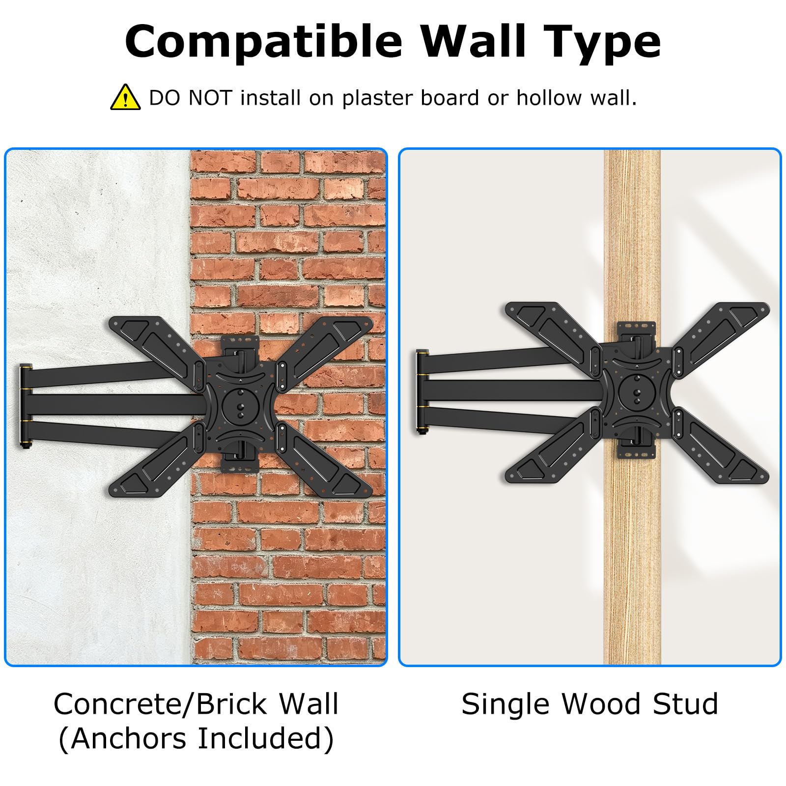 Soporte de Pared Articulado para TV de 32 a 75 Pulgadas, hasta 60 kg | Rotatorio 90°, Brazo Extensible de 838 mm, Soporte TV Pared con Inclinable y Giratorio, Montaje en Esquina, VESA 600x400 mm