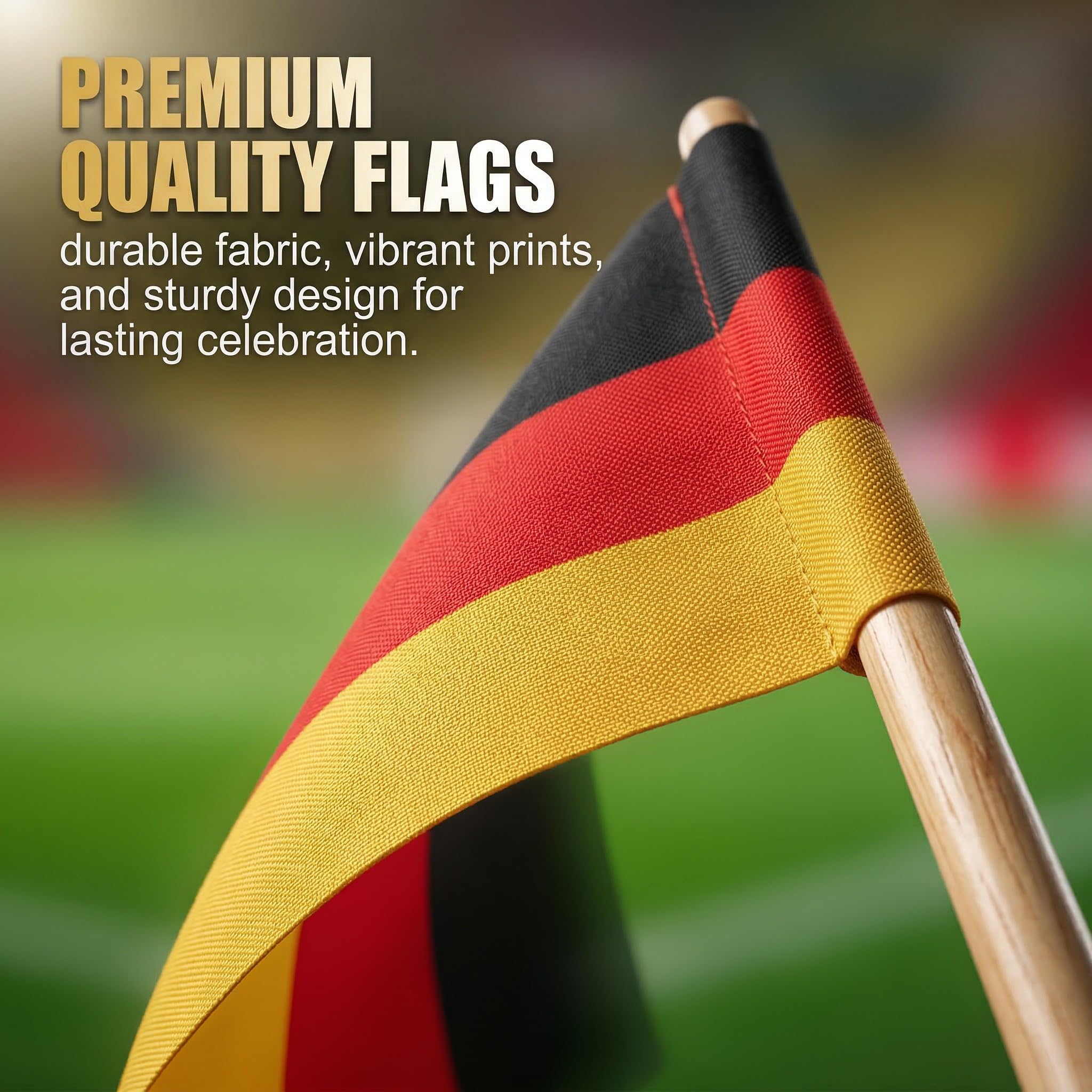 Bandera de Mano 2026 Copa del Mundo Fútbol, 8 Países 30cm Palo, Doble Cara Decoración Mundial