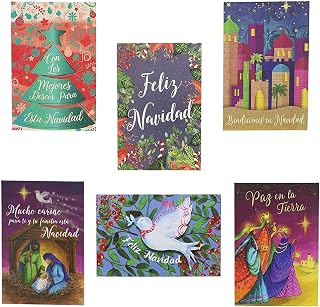 Sustainable Greetings 48 Pack Feliz Navidad Spanish Christmas Cards with Envelopes, 4x6 Merry Xmas Festive Themed Greeting Holiday Cards, 6 Assorted Designs