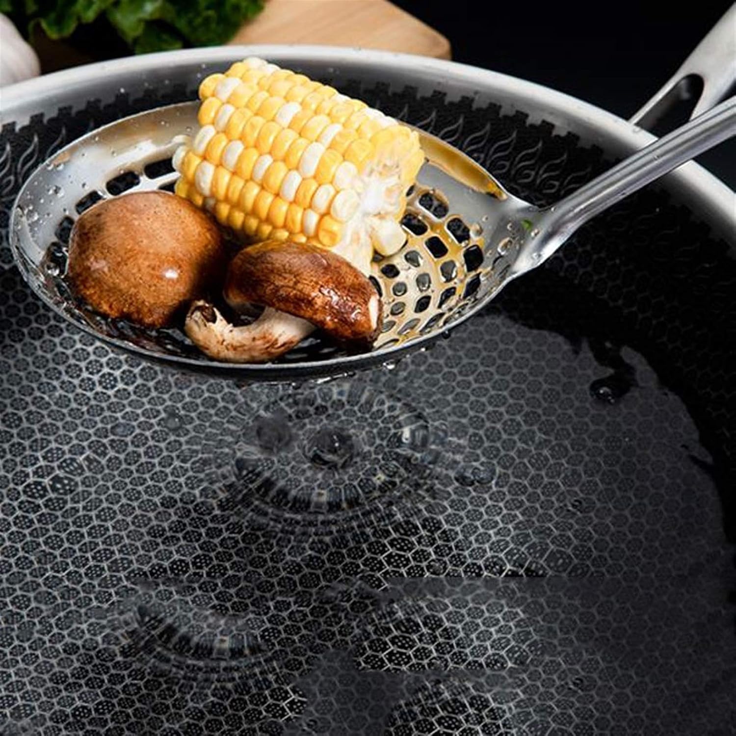 Leaky Spoon Slotted Spoon Premium Stainless Steel Colander Professional Skimmer Slotted Colander Ladle for Cooking and Frying Kitchen Utensils Colander (Size : 16.34x5.31in)