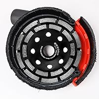 Vista 3 de HERZO Sudario de polvo para molienda superficial para amoladora angular, universal 4.5"/5" + rueda de copa de molienda de diamante de 5 pulgadas