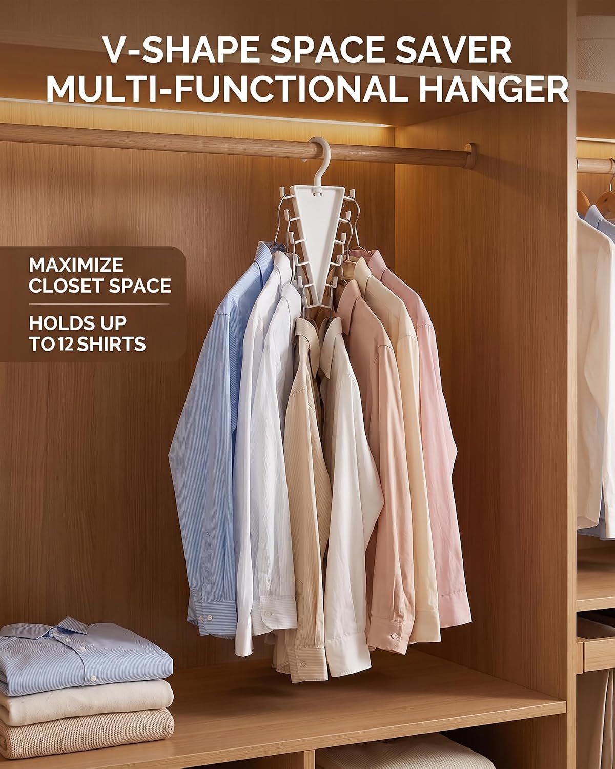 2 Pcs Heavy Duty Rotating V-Type Double Sided Clothes Hanger for Wardrobe