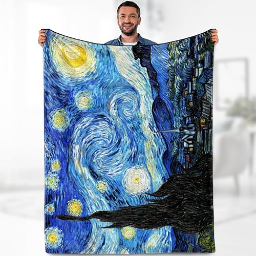 Aimego Manta con texto en inglés The Starry Night de Vincent Van Gogh Impresión artística abstracta de país, regalos para mujeres, hombres y niños,