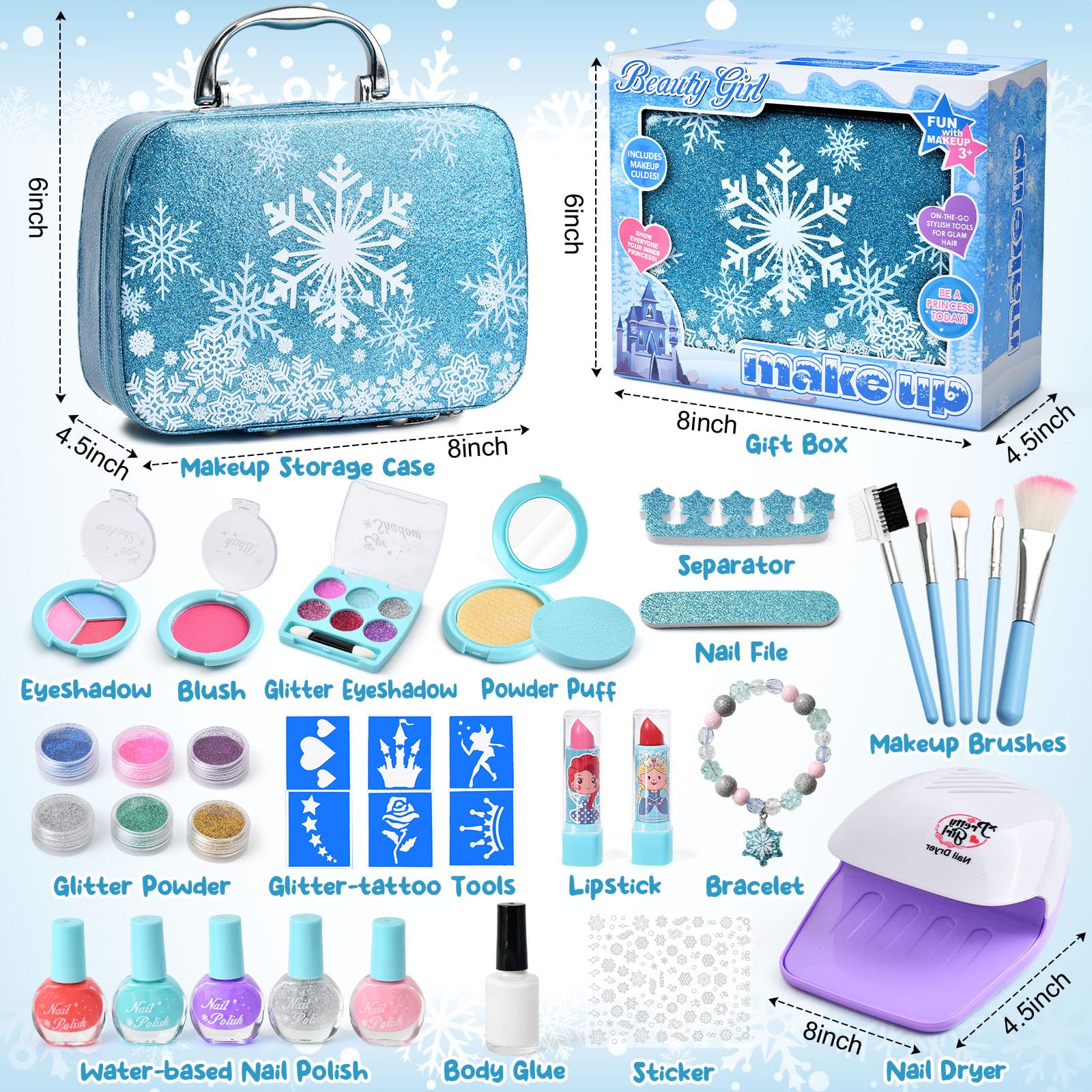 G.C Jouet Cadeau Fille 4 5 6 7 8 Ans, Kit Maquillage Enfant Fille avec Séchoir à Ongles Vernis à Ongles Tatouage Paillettes, Coffret Maquillage Nail Art Cadeau G.C Jouet Cadeau Fille 4 5 6 7 8 Ans, Kit Maquillage Enfant Fille avec Séchoir à Ongles Vernis à Ongles Tatouage Paillettes, Coffret Maquillage Nail Art Cadeau