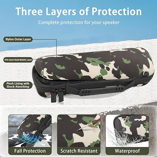 Miniatura 7 de co2CREA Funda de viaje rígida de repuesto para JBL Flip 7 Flip 6 FLIP 5 Altavoz Bluetooth portátil impermeable (funda de camuflaje negro)