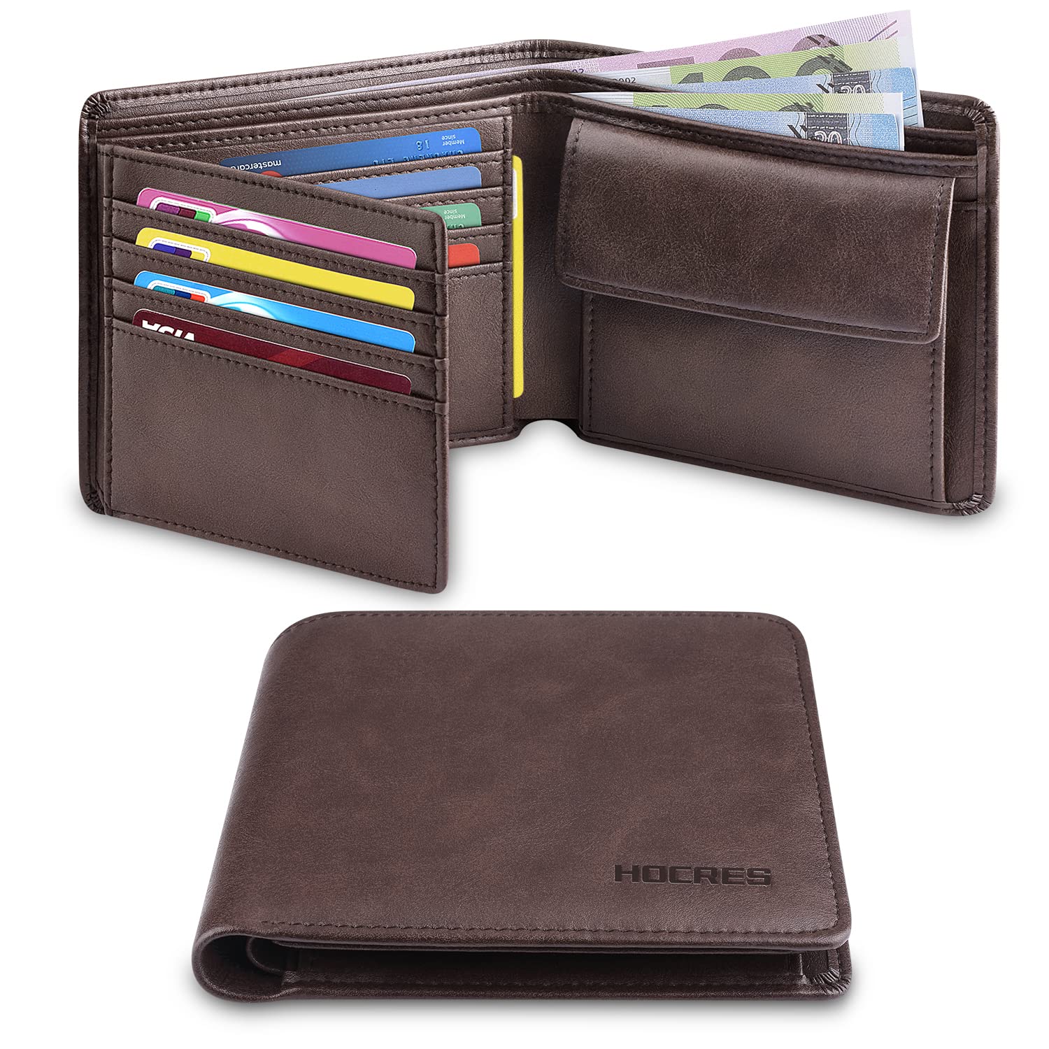 Buy Wallets Mens Leather RFID Blocking Slim Wallet with 10 Credit Card