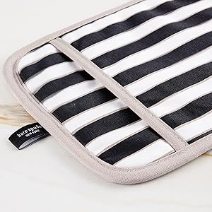 Kate Spade New York Botanical Stripe Pot Holder 2-Pack Set, 7" x 10", Black/Beige