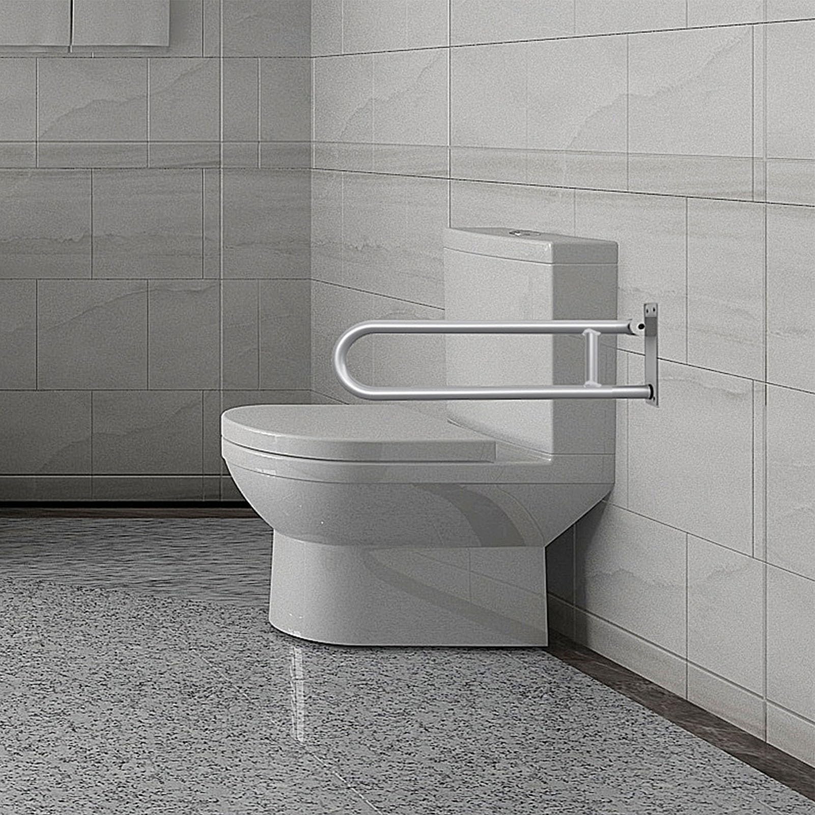 Podnoszony uchwyt do WC, 59,9 cm (23,8 cala), balustrada bezpieczeństwa WC, stop aluminium, regulowana, antypoślizgowa poręcz do WC, uchwyty do łazienki, kuchni, z