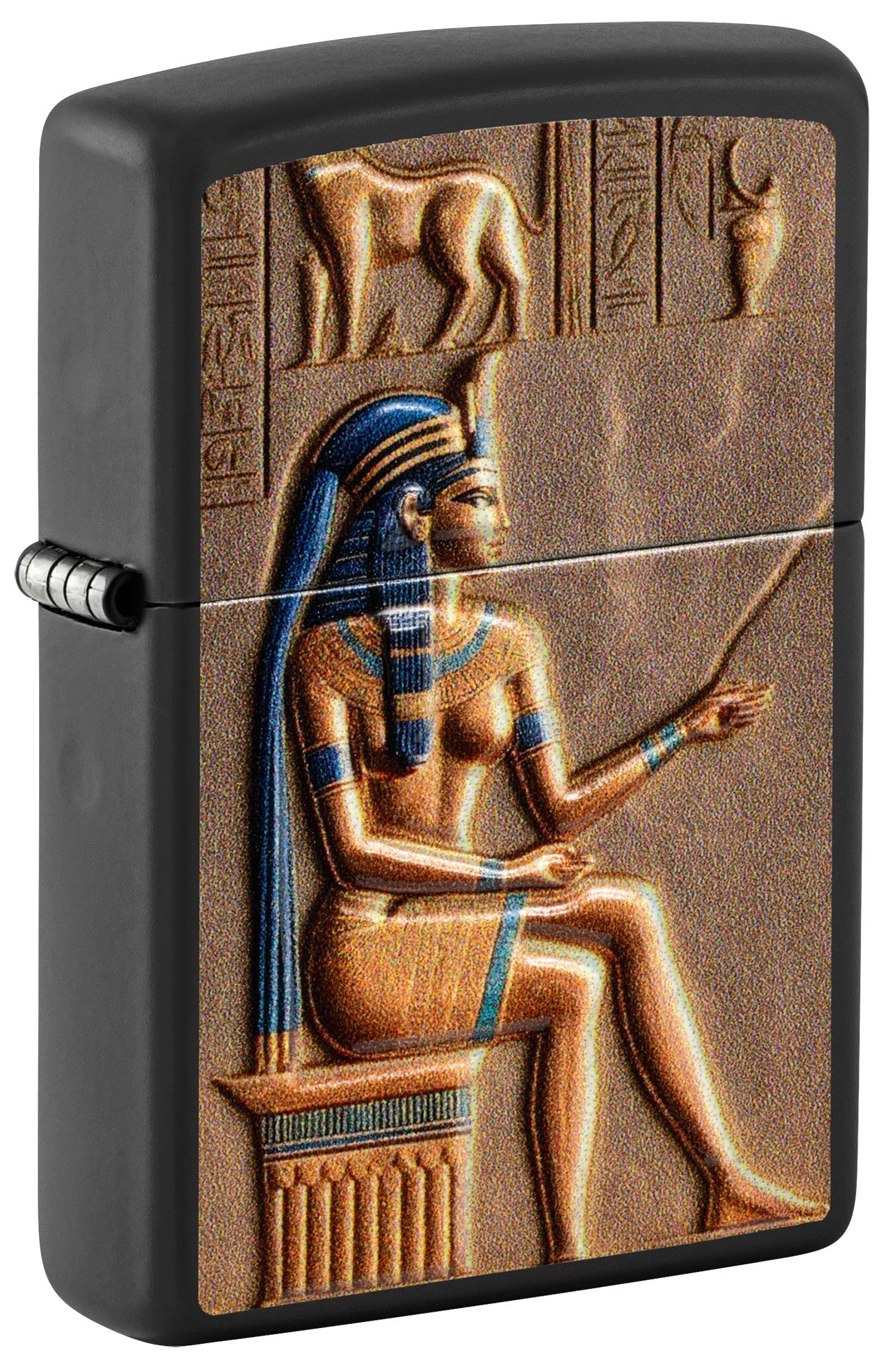 Zippo Lighter: Egyptian Queen Emblem - Black Matte 81667