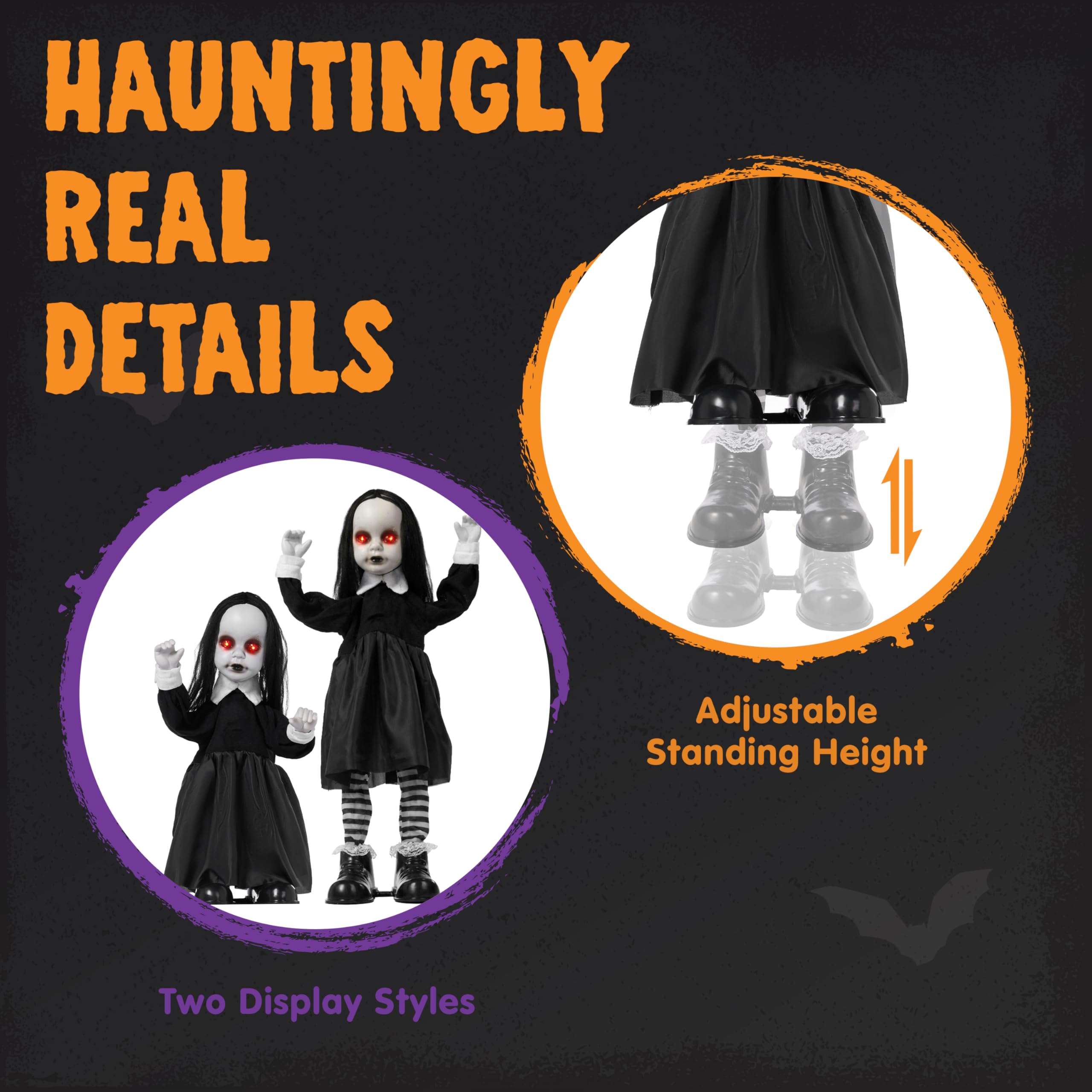JOYIN Décorations d'Halloween effrayantes en plein air, 86,4 cm, zombie fille, fantôme, animatronique, décoration animatronique avec capteur activé par le son, yeux LED lumineux pour jardin, pelouse