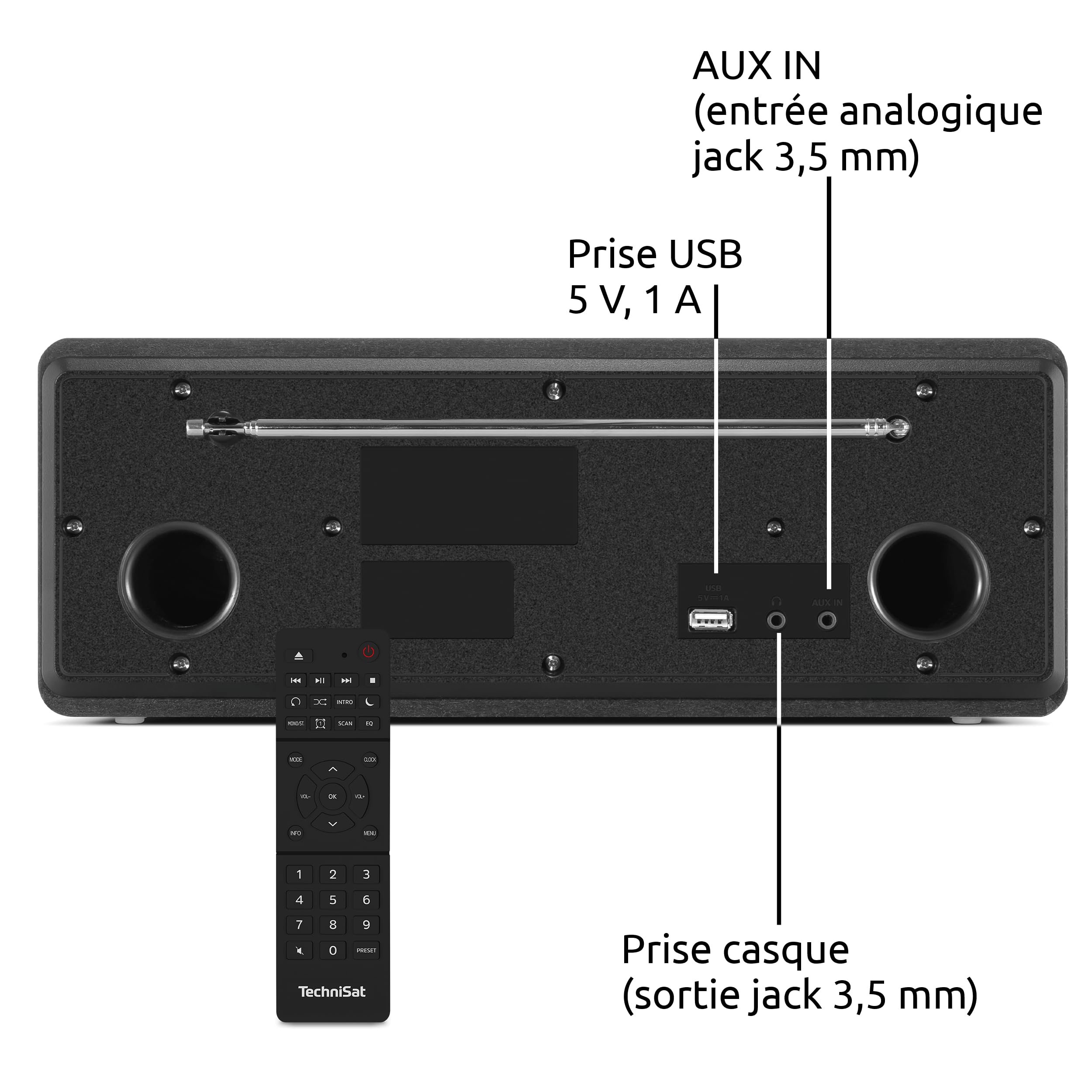 TechniSat DIGITRADIO 320 – Chaîne Hi-FI compacte stéréo (Dab+ & FM, Lecteur CD, Bluetooth, USB, 2×5 W RMS, écran Couleur TFT, réveil, minuterie, télécommande) Noir