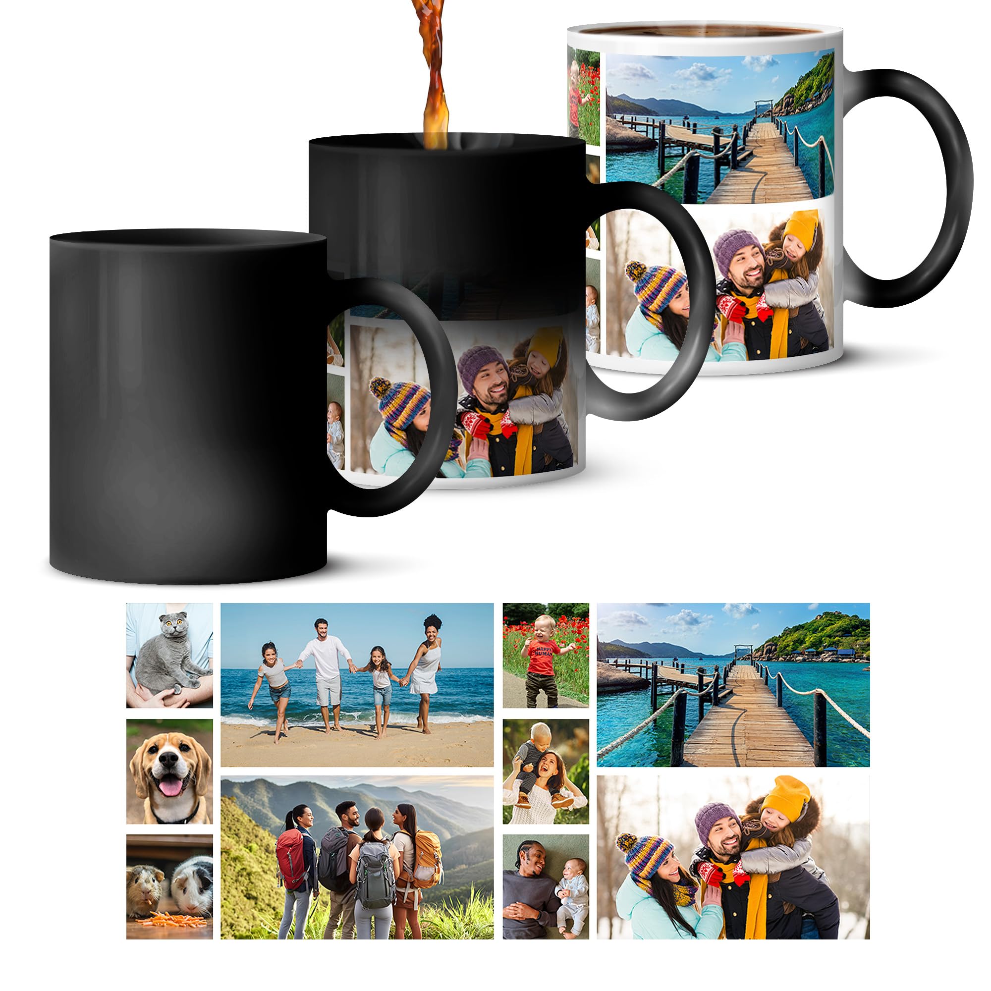 Personalised Magic Photo Mug - Custom Heat Changing Mug with Your Own Photo & Text - Colour Reveal Coffee Cup - Unique Gift for Birthdays, Christmas, Weddings - Premium Ceramic, 11oz, Surprise Effect