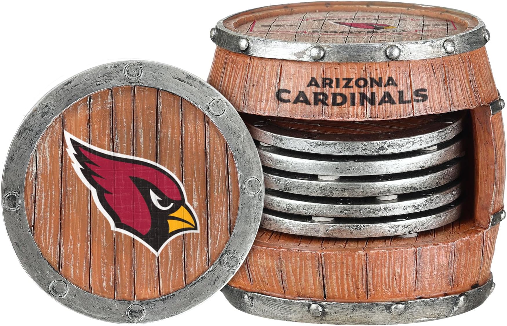 FOCO NFL Team Logo 5-Pack Barrel Beverage Drink Coaster Set