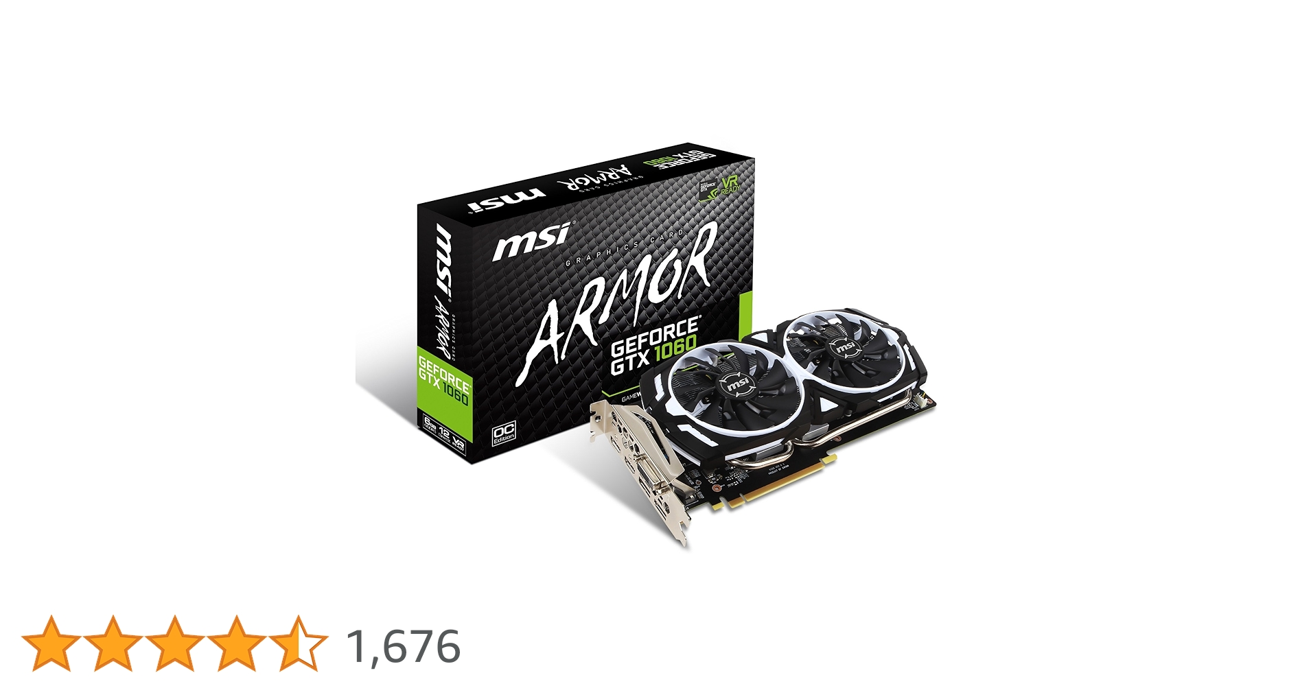 MSI GeForce GTX 1060 6GB 動作品 Graphics Card MSI NVIDIA GeForce GTX 1060 6GB GDDR5 PCIe 6GT