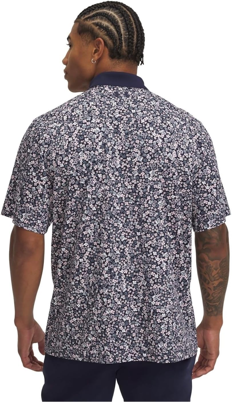 Under Armour Men's Standard Matchplay Printed Golf Polo, Midnight Navy/Downpour Gray/Midnight Navy - Image 2