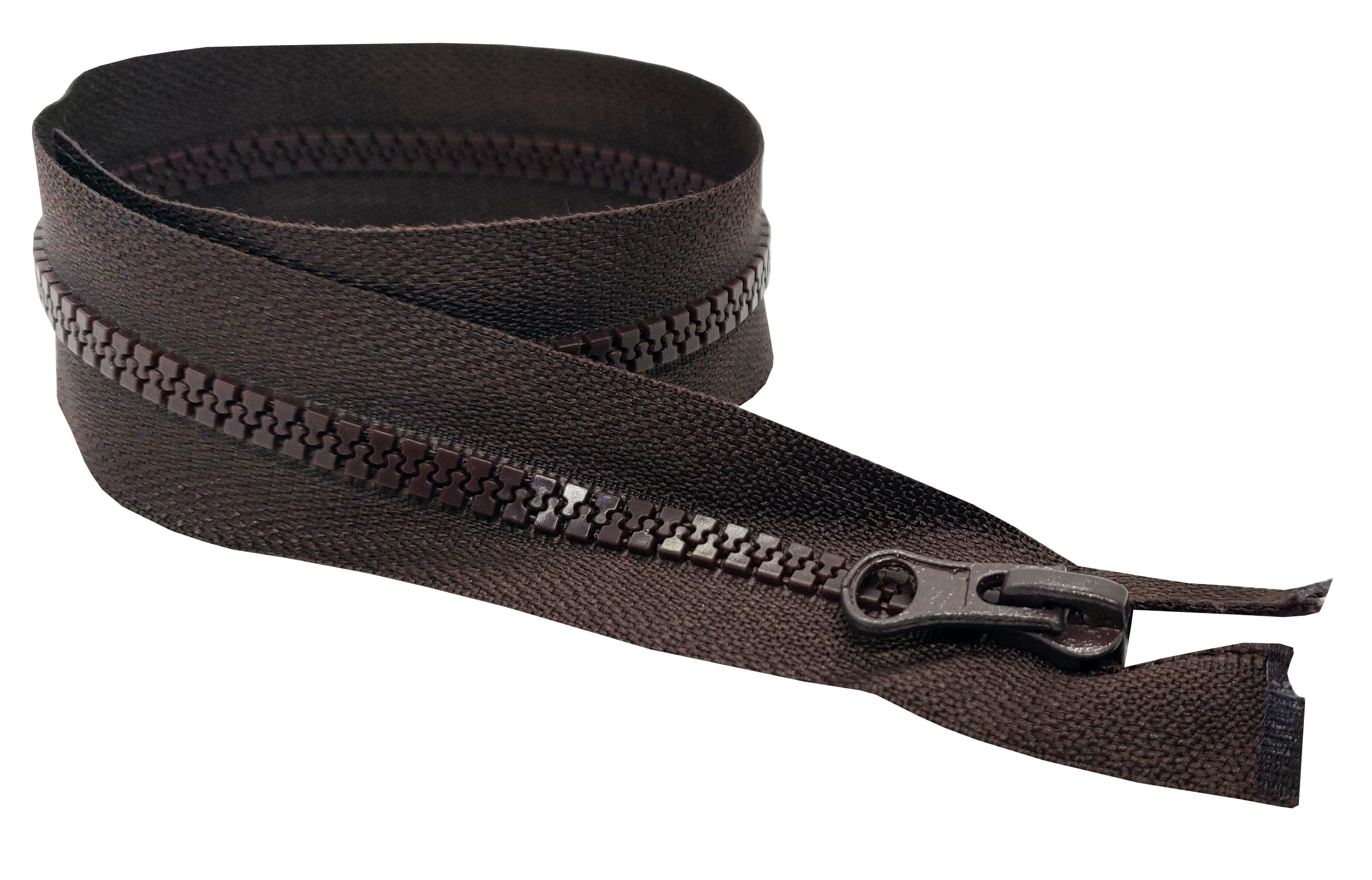 Zips & Bobs Brown Plastic Zip Size #5 Open End Zipper Replacement Single Slider One Way Resin Fastener Zip Replacement For Jackets Fleeces Coats (80Cm (31.5”) Long)