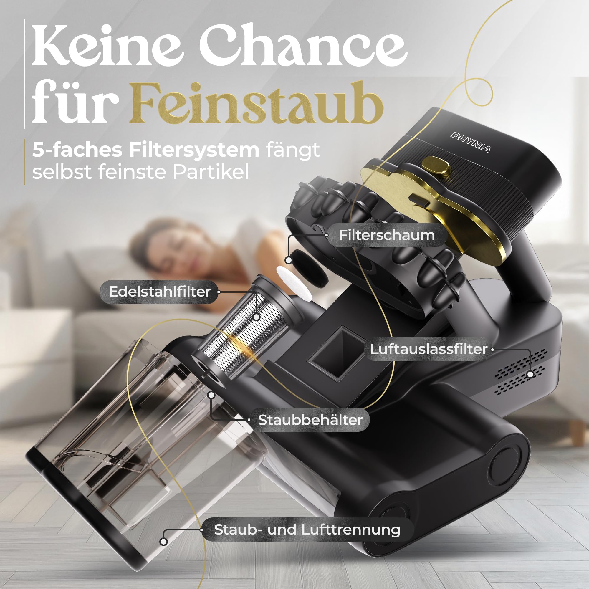 Milbensauger für Matratzen – 16 kPa Matratzenreiniger mit UV-Licht, Ultraschall, 60°C Heißluft - Milben Sauger | Effektiv gegen Hausstaubmilben | Ideal für Allergiker, Polstermöbel & Tierhaare