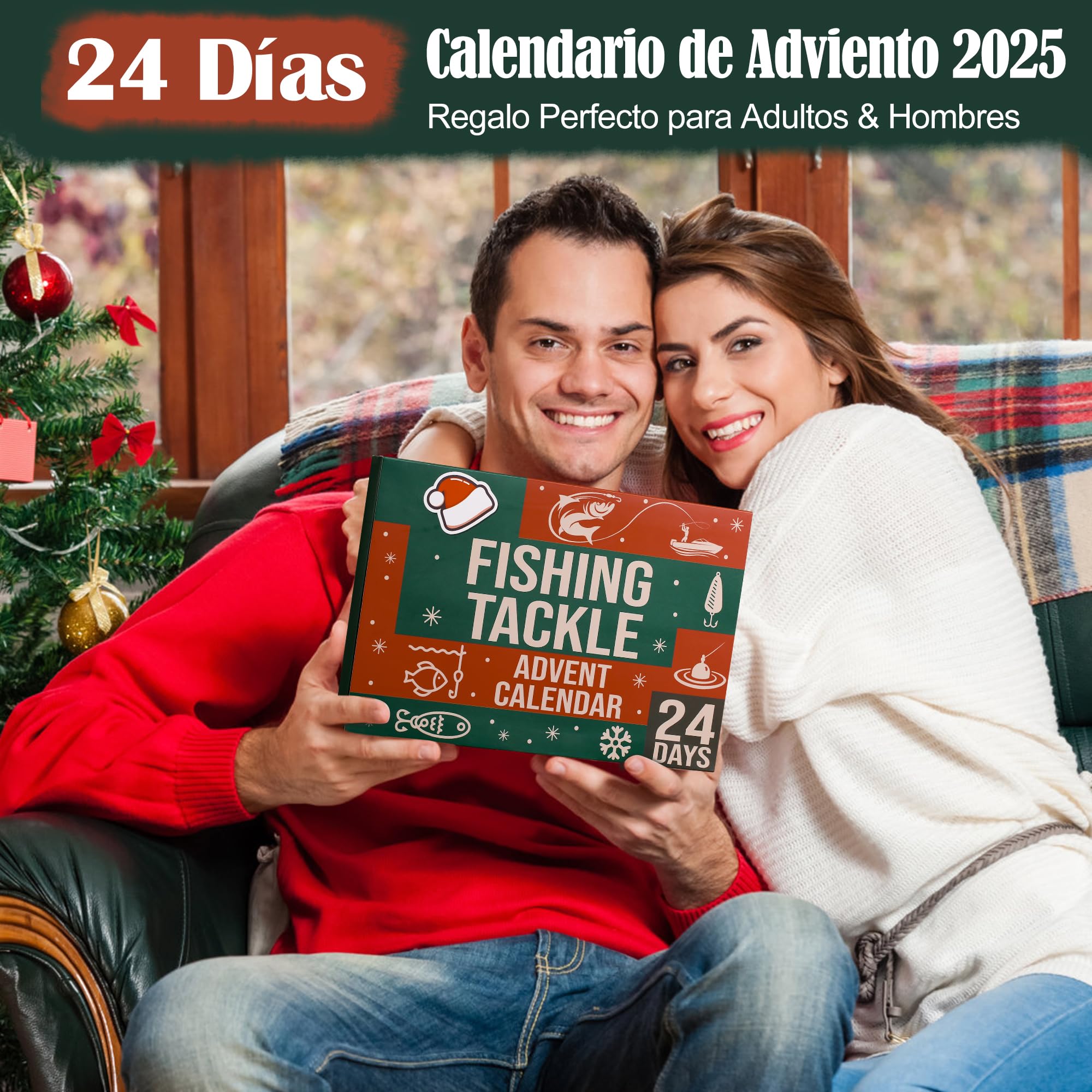Calendario de Adviento Pesca 2025 con Herramientas 77 Piezas Señuelos para Hombre