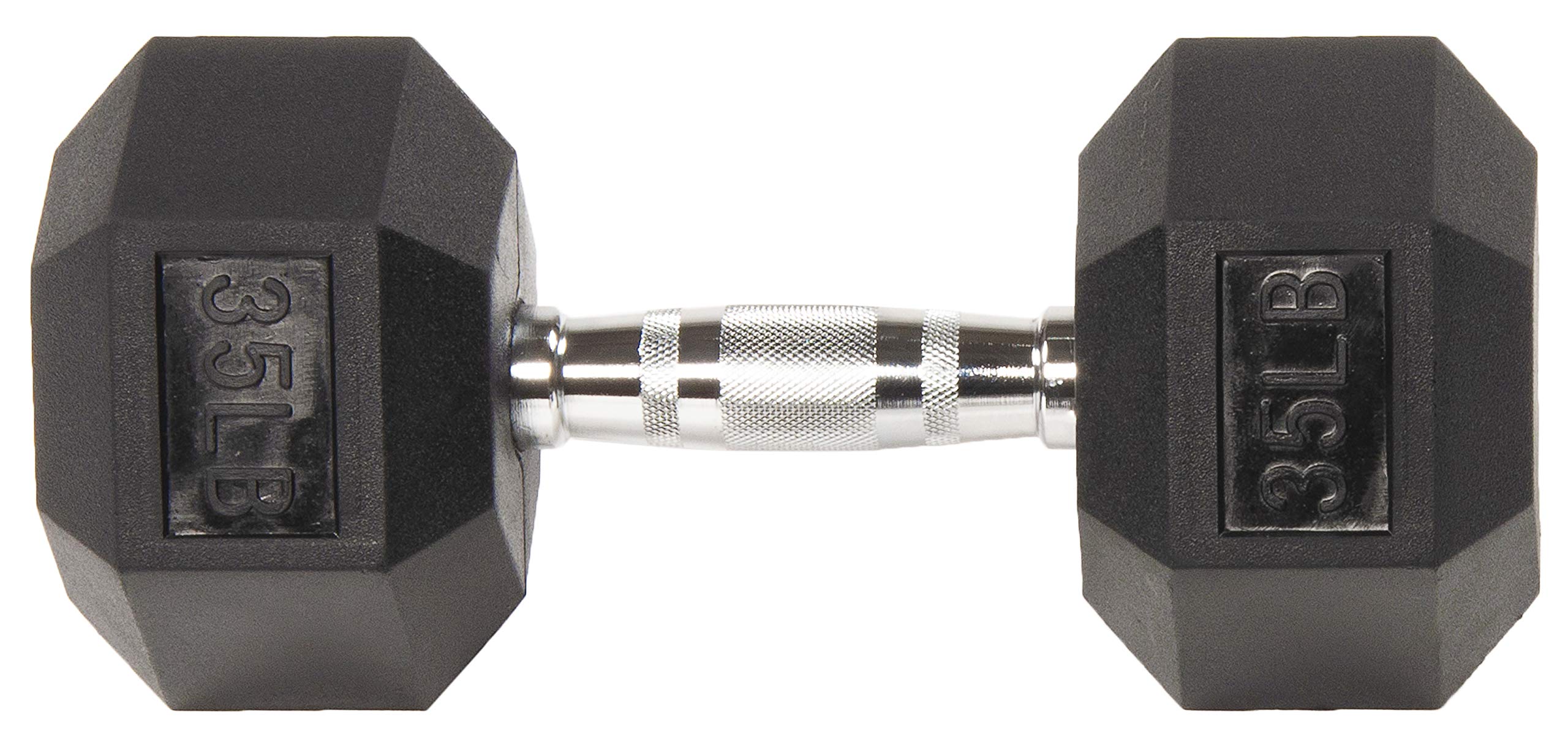 Sporzon! Rubber Encased Hex Dumbbell in 35 Pounds Singles