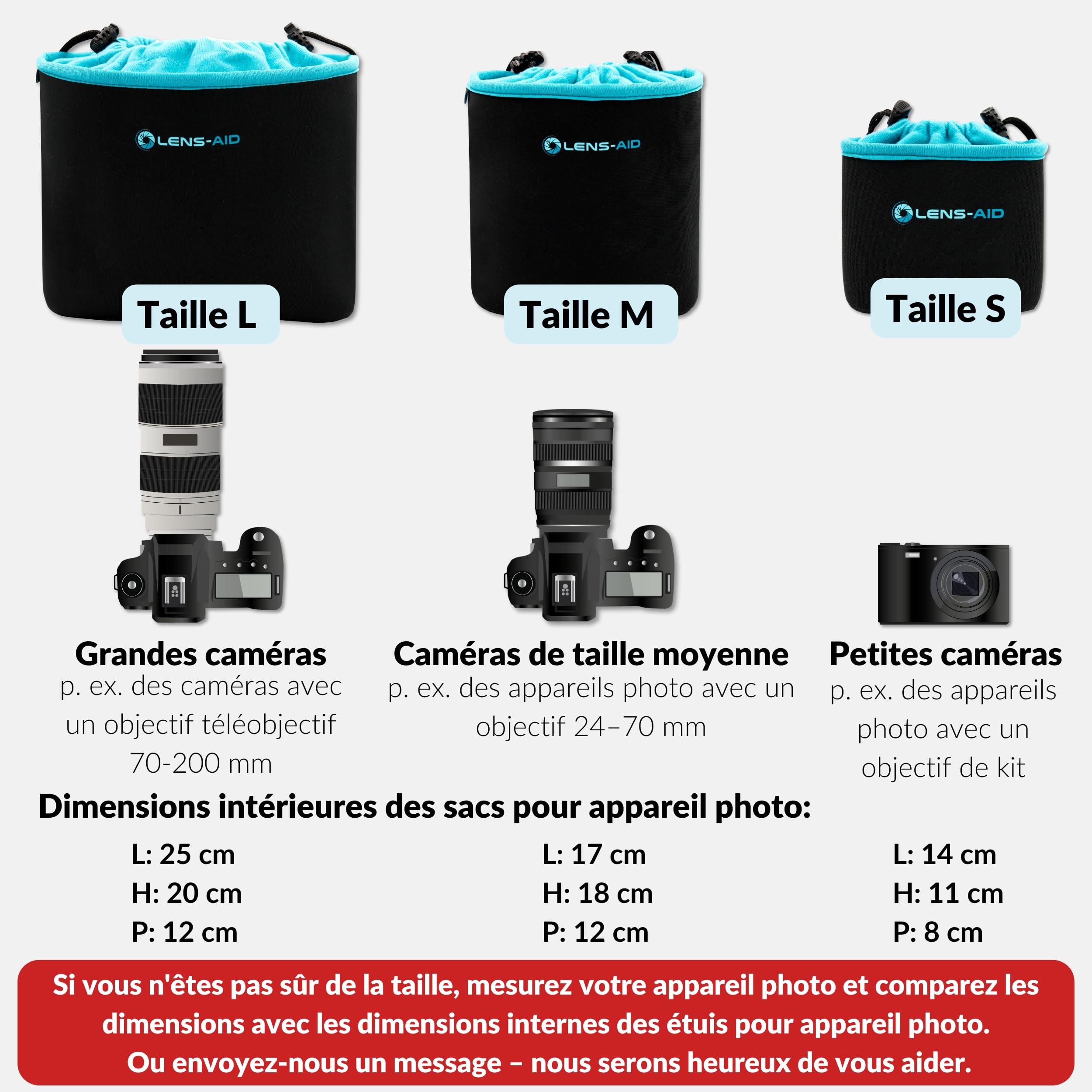 Sacoche en néoprène pour appareil photo avec doublure de protection (M)