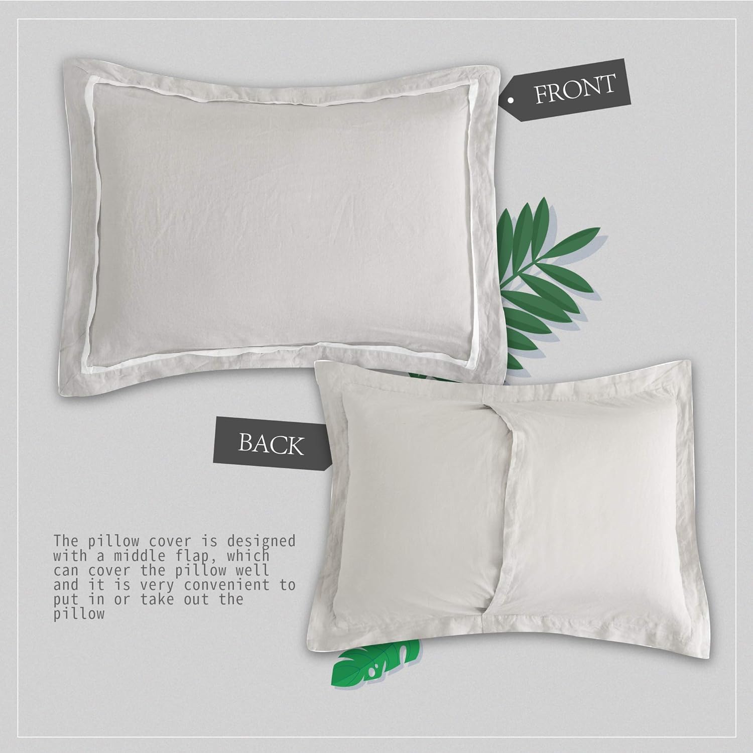 Bеѕt Cуbеr Mоndау 🔥 Simple&Opulence Queen Size Duvet Cover-100% French Washed Linen-3 Pieces Soft Flax Bedding with Striped Detail,1 Comforter Cover with Button Closure and 2 Pillow Shams(Grey,88 x 92)