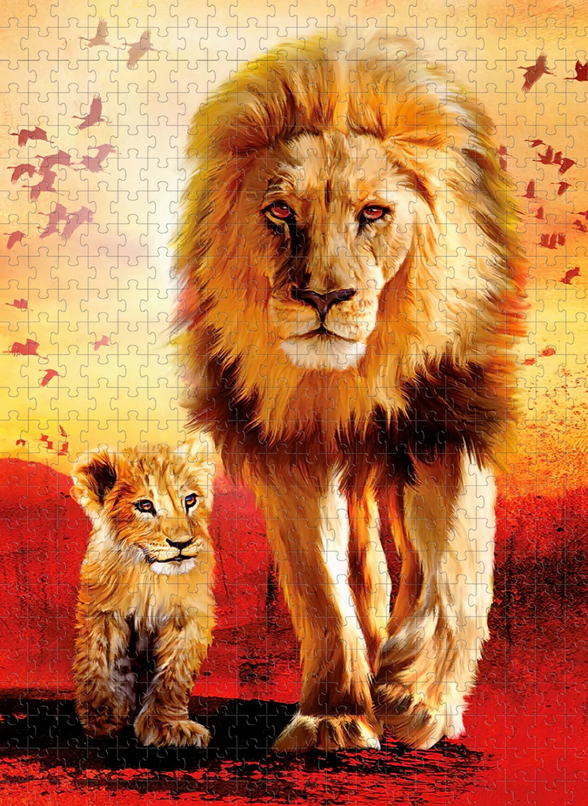 Puzzle per adulti 2000 pezzi Re leone e piccolo leone Giocattolo educativo stimolante antistress per adulti e bambini