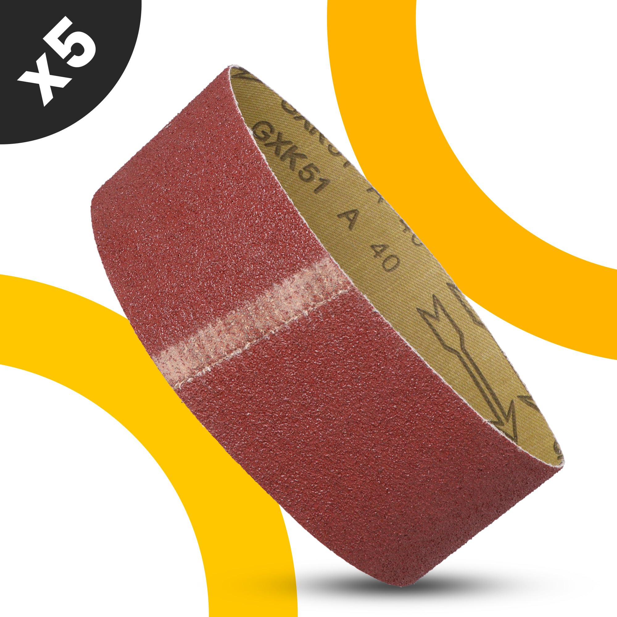 5x Nastro Abrasivo 75x533 mm P40 Levigatrice Macchina Cinghia Tessuto Carteggiatura Affilatura Sbavatura Rimozione Ruggine Legno Metallo Plastica Robusto Lunga Durata
