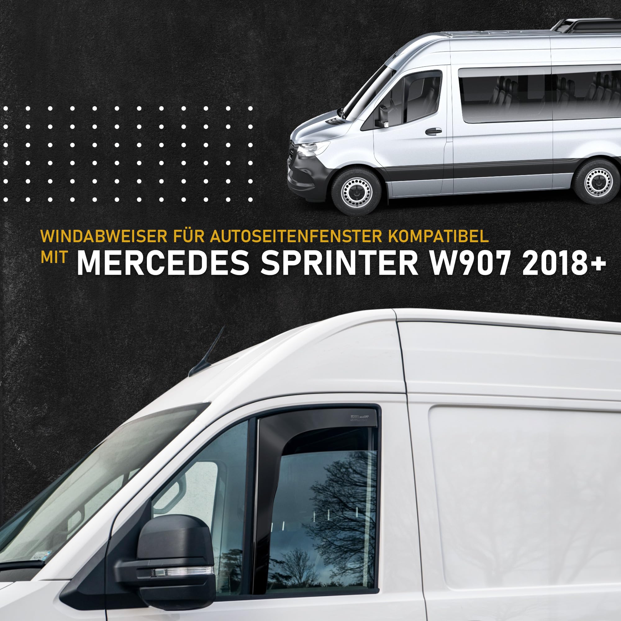HEKO Seitenscheiben-Windabweiser für Mercedes Sprinter W907 2018+ Vorne 2 Stk. Getönt