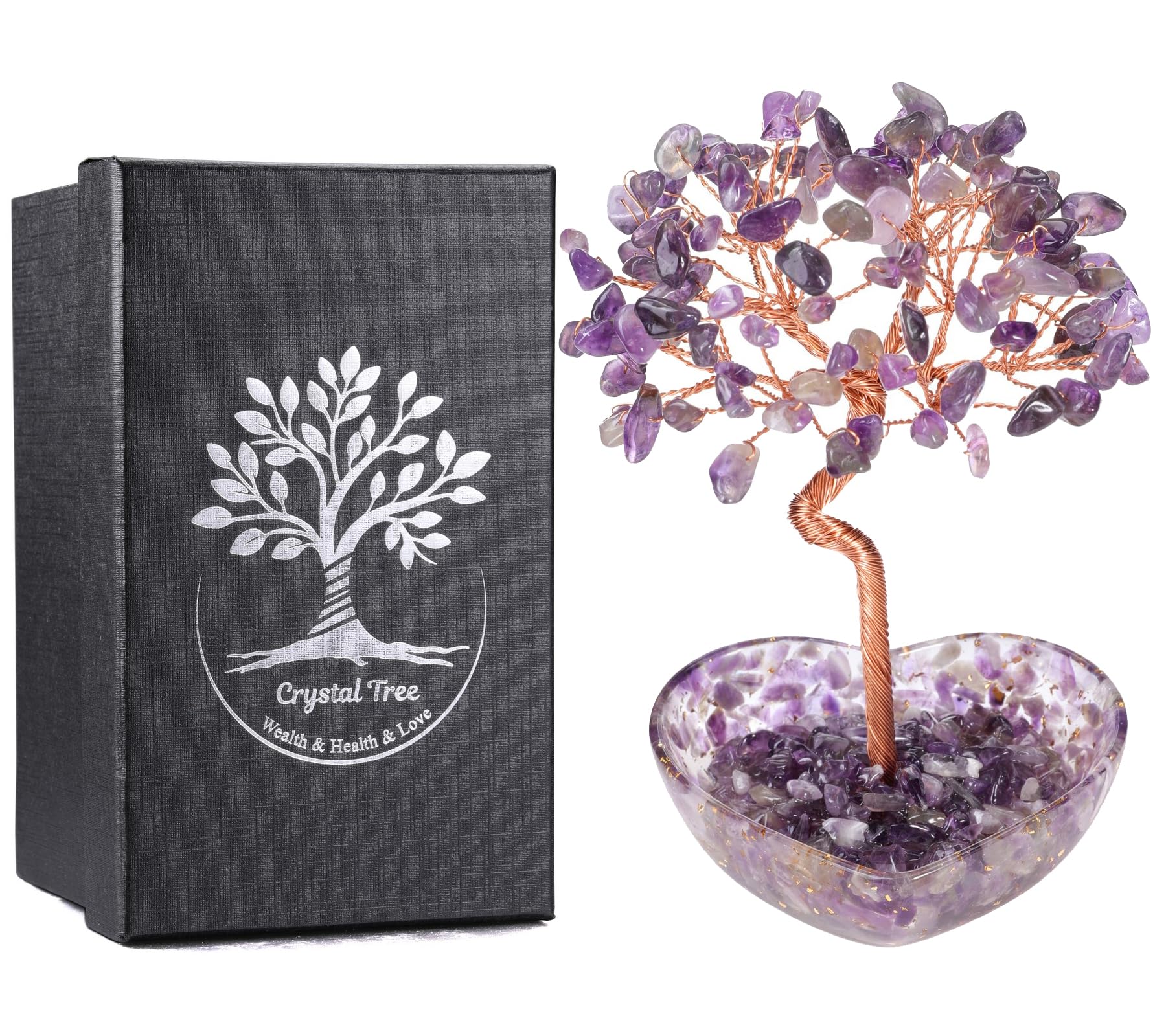 Jovivi Amethyst Crystal Tree of life Gifts for Women Mum Birthday,Gemstone Tree Purple Home Room Decor,Healing Crystals Positive Energy Good Luck Spiritual Gifts for Women Her Anniversary