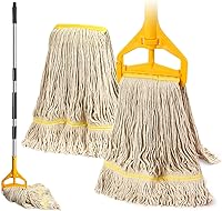 Vista 1 de Paquete de 2 trapeadores comerciales de algodón industrial de 20 onzas, cabezales de repuesto de algodón de grado industrial para el hogar