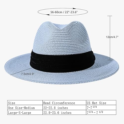 Miniatura 61 de Lanzom - Sombrero de paja playero para mujer, de ala ancha, plegable, estilo Fedora, UPF50+