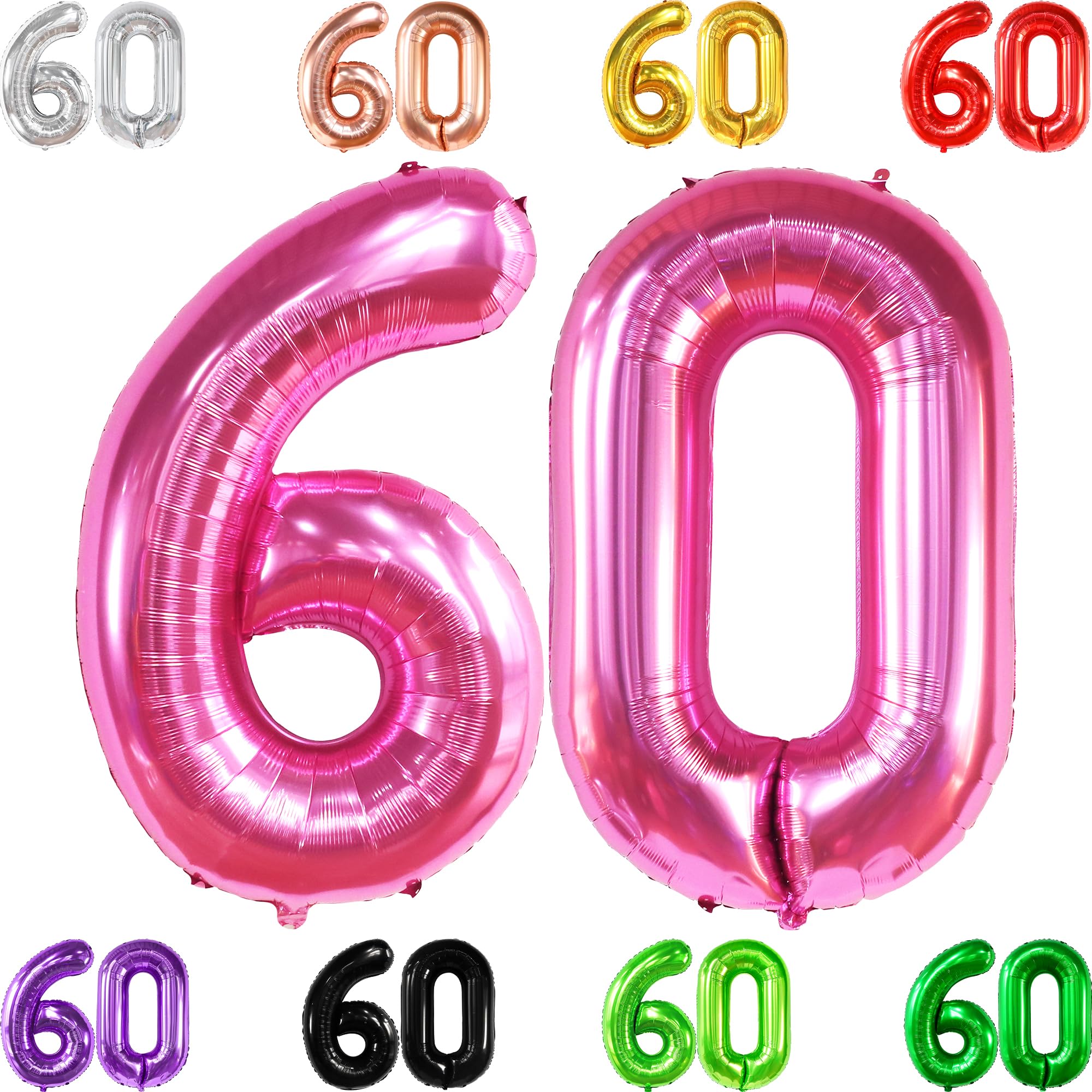 KatchOn, Big Hot Pink 60 Balloon Numbers - 40 Inch | 60 Birthday Balloons, Hot Pink 60th Birthday Decorations | 60th Birthday Balloon, Happy 60th Birthday Decorations | 60th Birthday Decorations