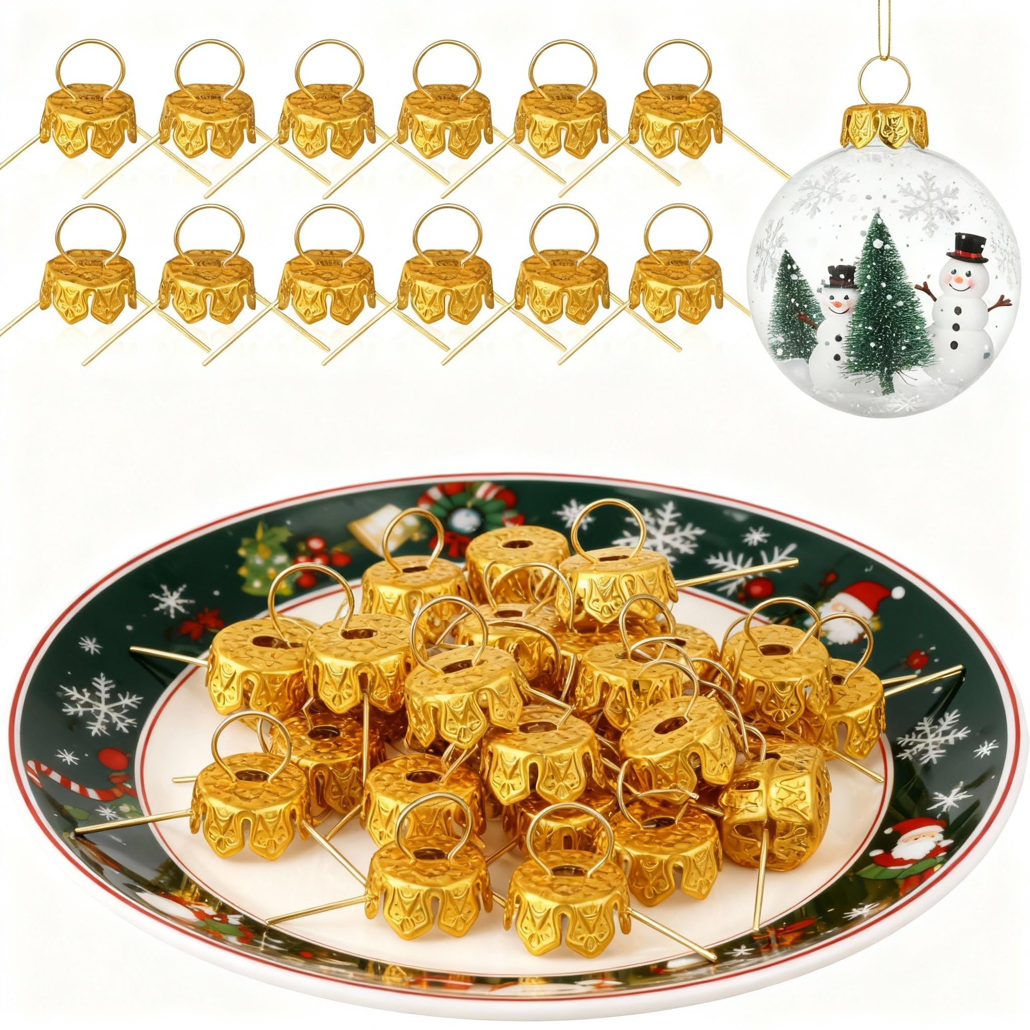 Amazon.co.jp: Vinsot クリスマスラウンドオーナメントキャップ 60個