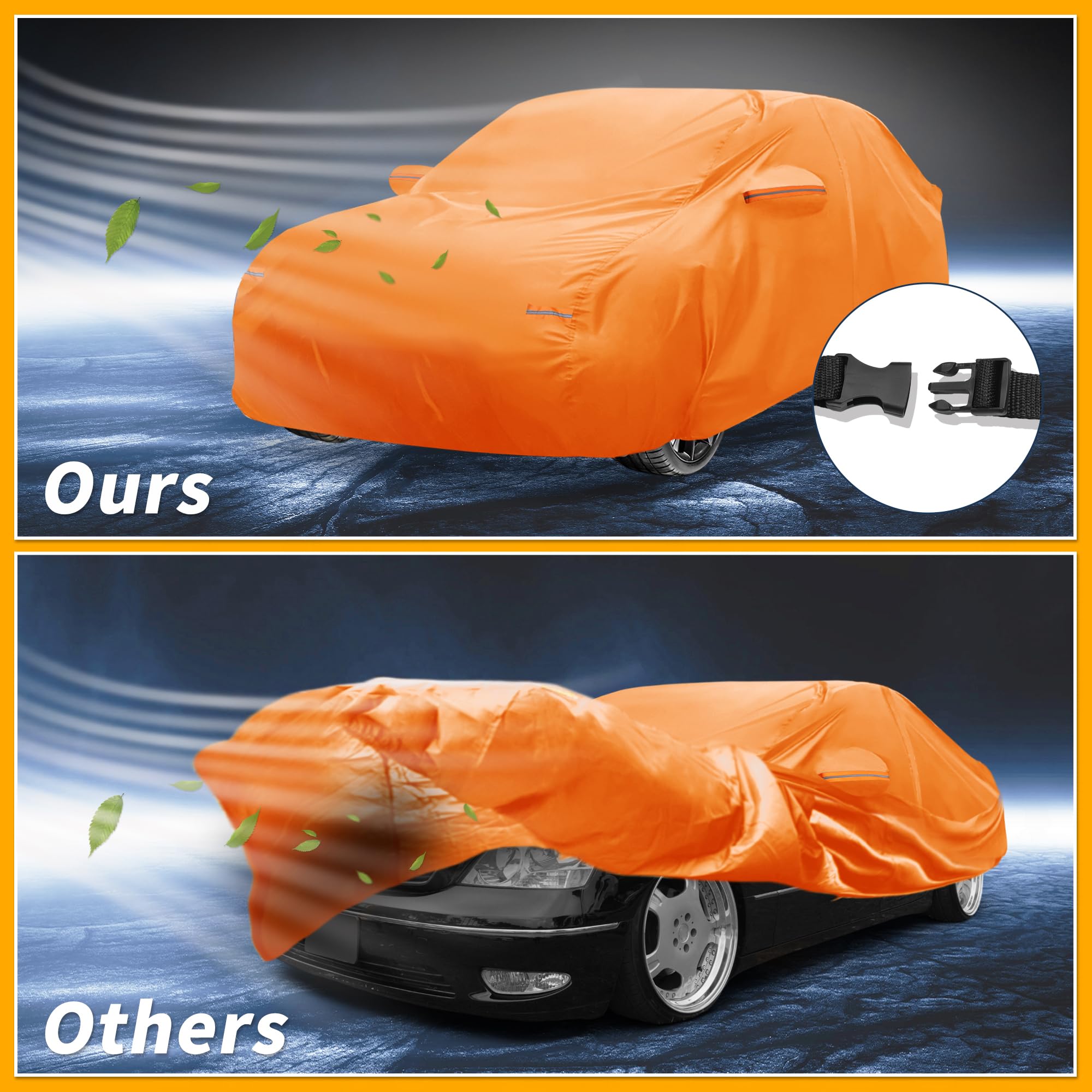 Partuto Car Cover Waterproof All Weather Automotive Outdoor Anti-UV Full Exterior Cover for Lexus LS Aluminum Film Orange — view 5