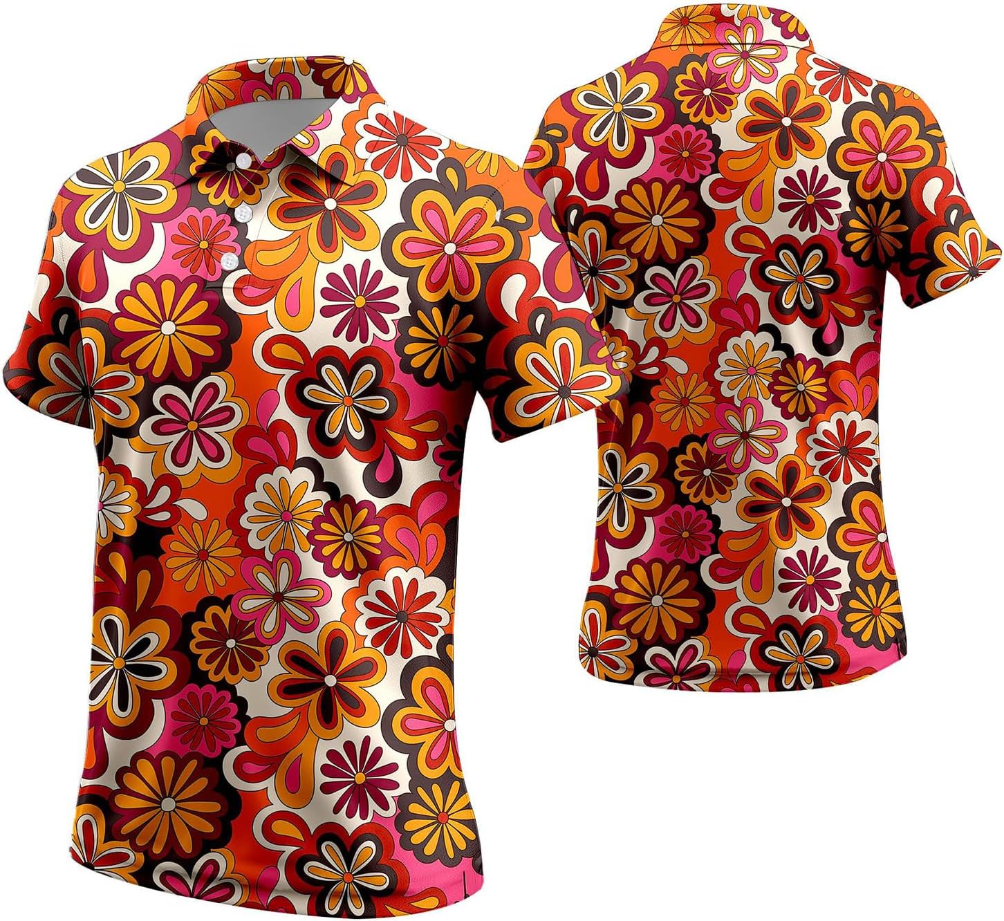 70s Outfits for Men Golf Polo Shirts Short Sleeve Disco Retro Paisley Button Vintage Dry Fit Funny Clothes - Image 6