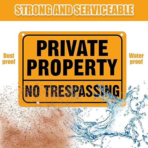 Miniatura 5 de Zonon Paquete de 6 letreros de metal con forma de "No Trespassing" de 12 x 8 pulgadas, letreros de propiedad privada con estaca en H reflectante, de