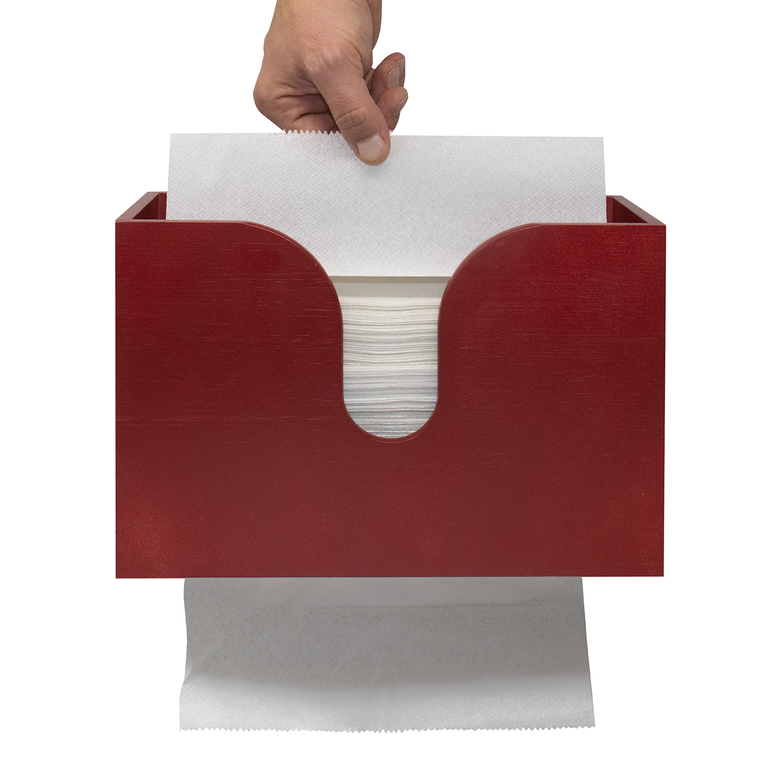 Bamboo Paper Towel Dispenser, Paper Towel Holder Wall Mount & Countertop for Kitchen and Restroom Decor - Holds Multifold Paper Towel, C Fold, Trifold Hand Tissue Napkins.