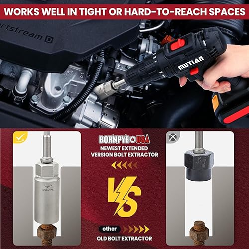 Miniatura 3 de Kit de extractor de pernos profundos de 16 piezas, con adaptador de 38 pulgadas, juego de enchufes extractores de tuercas rotas Ez Out, herramienta