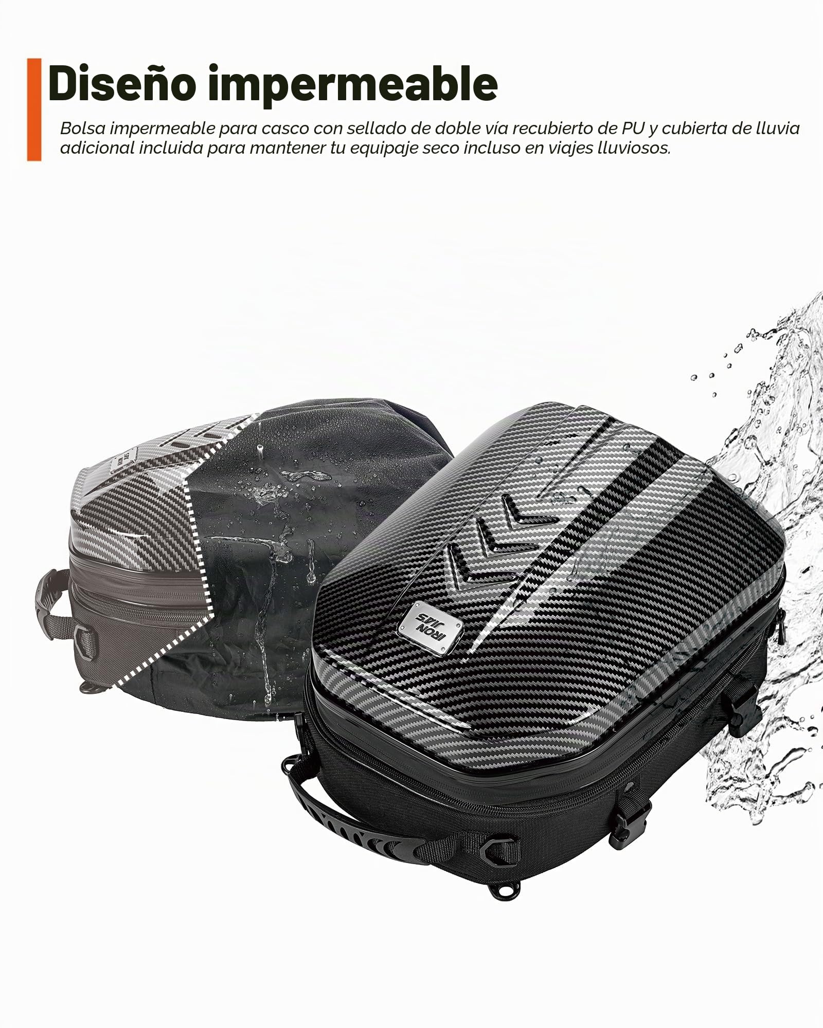 Grapelet Bolsa Trasera Impermeable para Moto, Bolsa de Equipaje de plástico ABS, rígida, con Espacio de Almacenamiento Ampliable, 24 L - 35 L
